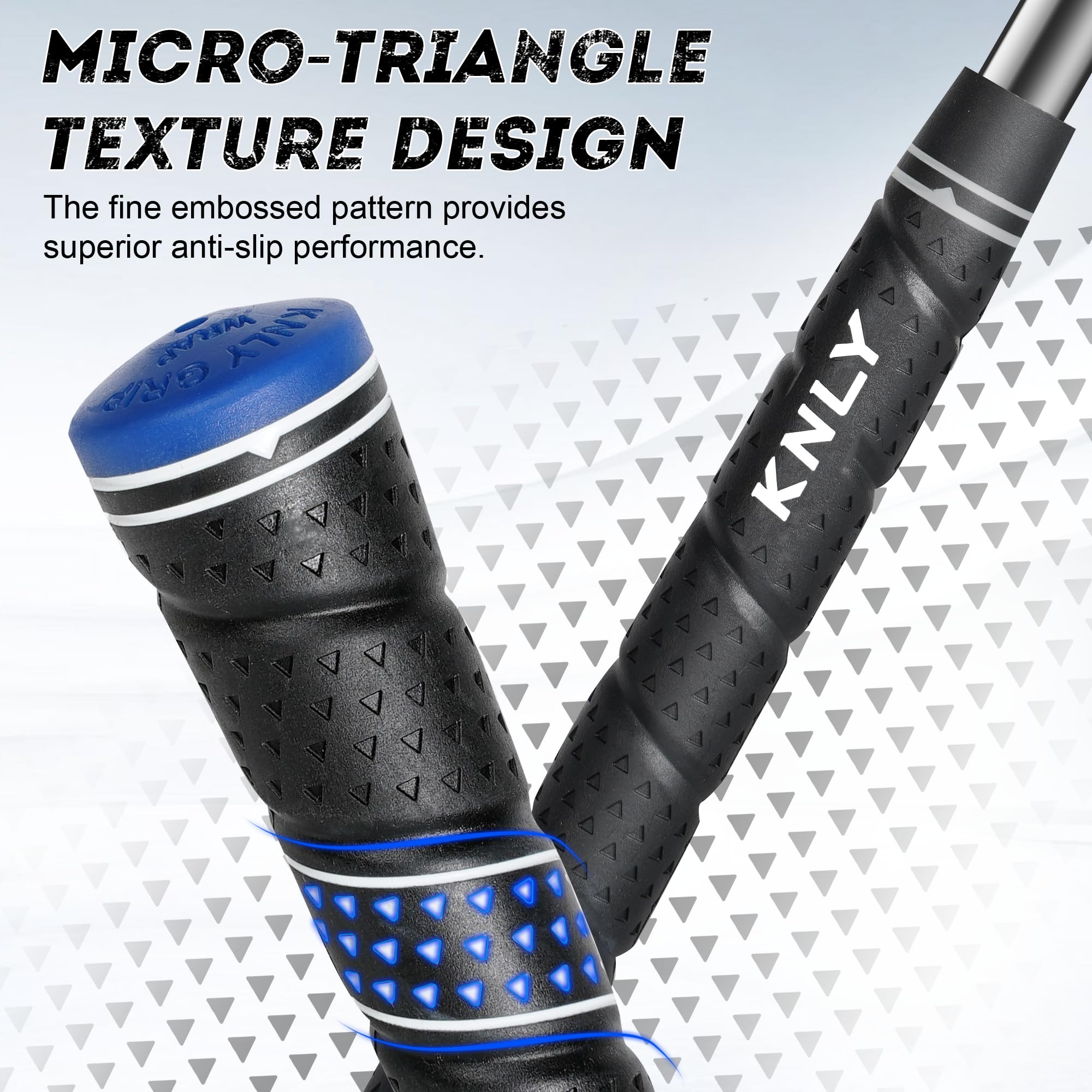 KNLY Wrap Golf Grips - Juego de 13 empuñaduras triangulares cóncavas con tecnología de control de textura, agarre de goma para todo tipo de clima, tamaño estándar/mediano, 13 empuñaduras con 15 cintas