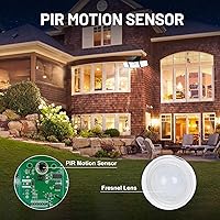 Vista 5 de Luces Solares para Exteriores, 2500LM 252LEDs Luces Solares con Sensor de Movimiento para Exteriores, 3 Cabezales Ángulo Amplio de 355°, Luces
