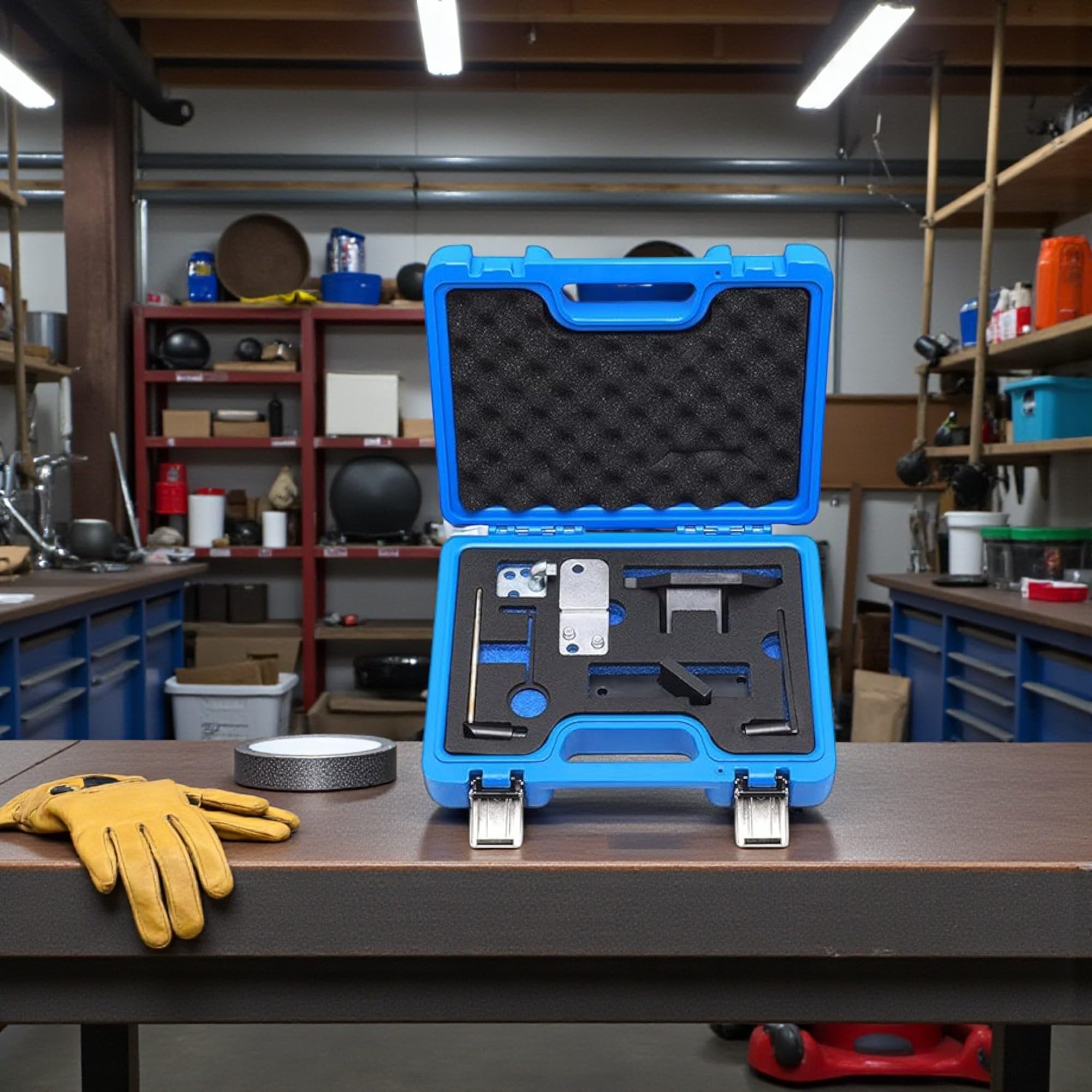 topolenashop Kit Strumenti Messa in Fase Motore Benzina 1.0 e 1.2 – Attrezzi Bloccaggio Albero a Camme e Motore – Compatibile Citroën Peugeot Opel – Valigetta Rigida FS-15414