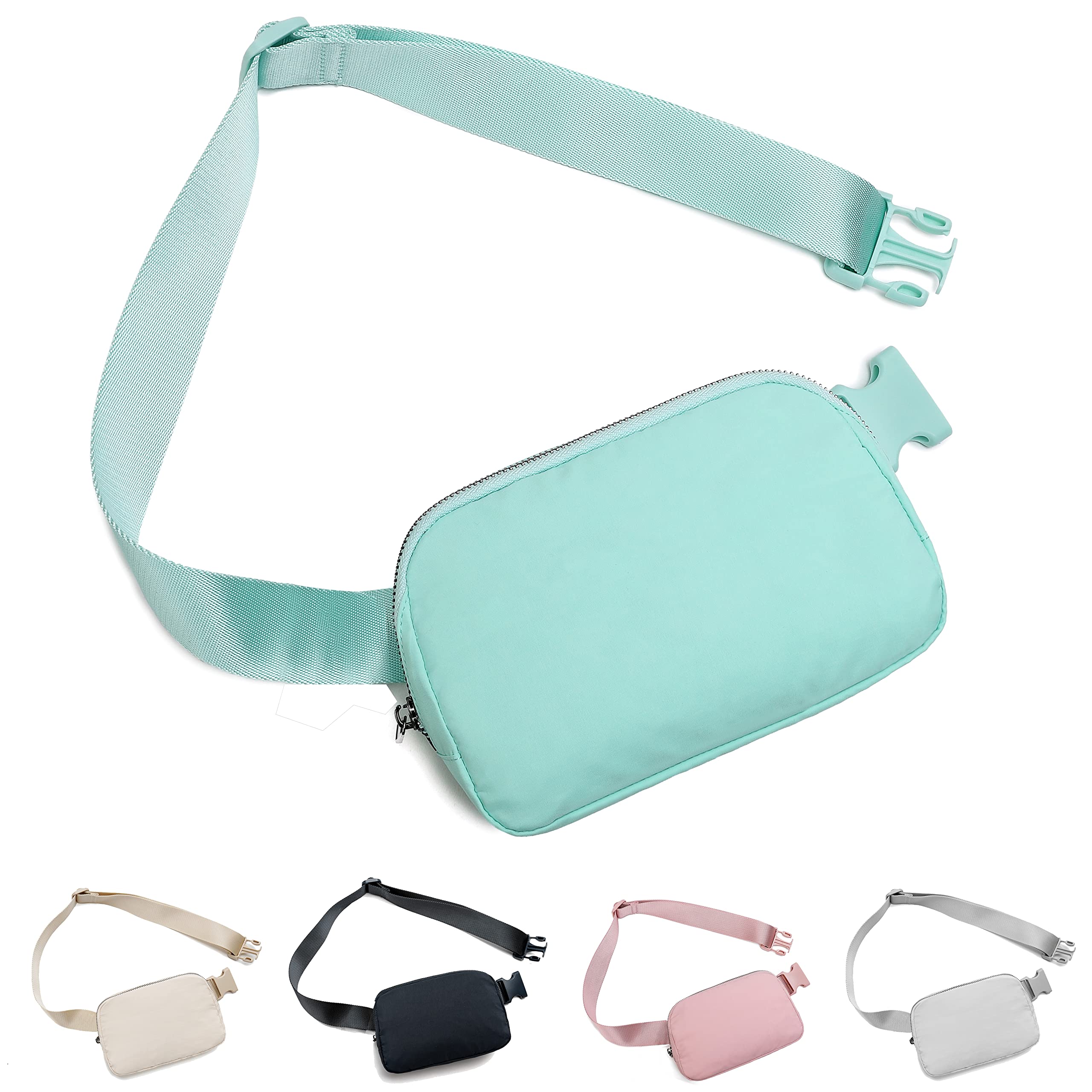 Belt Bag Waist Pack Bum Bag Crossbody Fanny Pack for Women and Men with Adjustable Strap Small Waist Pouch for Travel Workout Running Hiking(Mint Green)