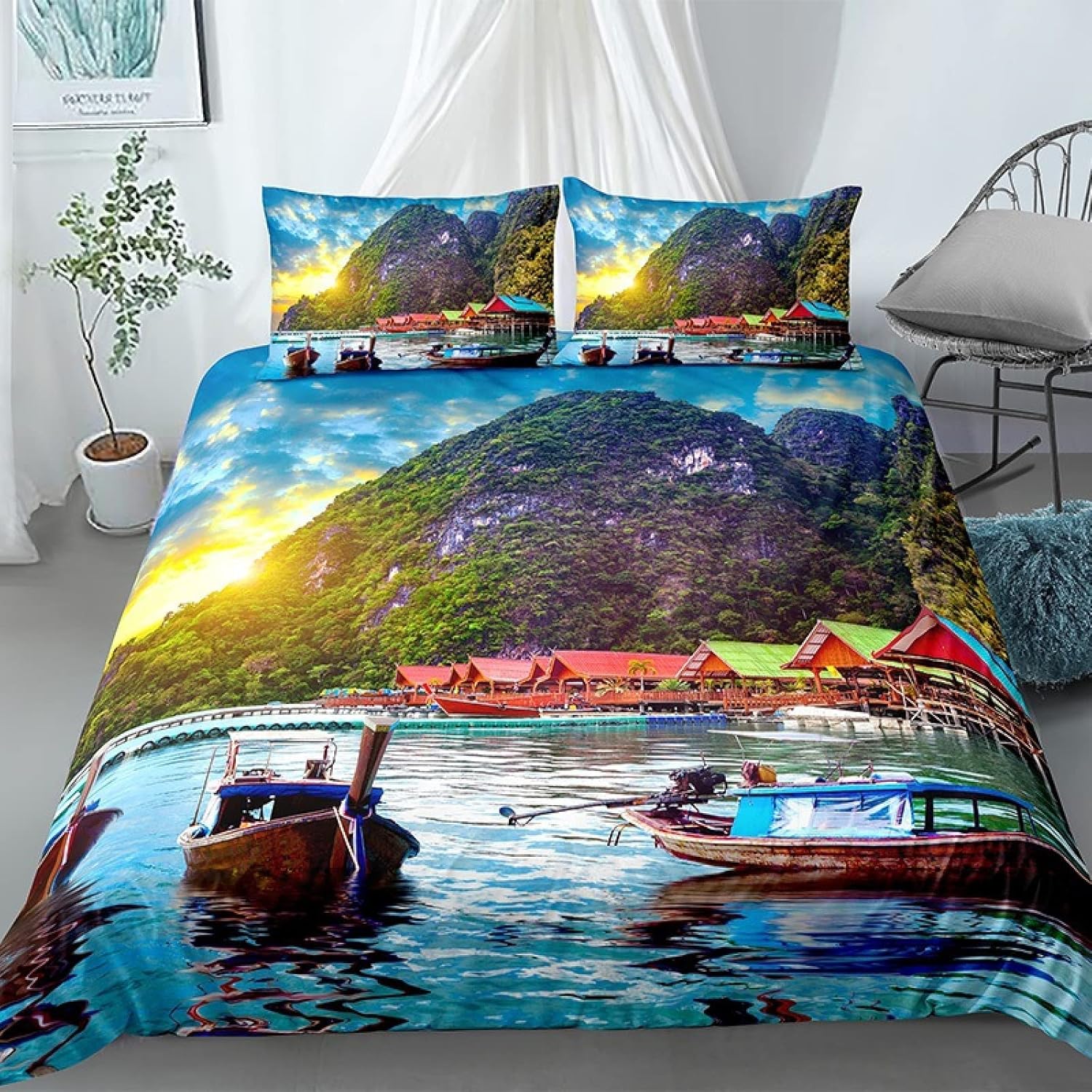WMHHN Funda De Edredón con Estampado De Barco Pirata con Impresión Digital 3D, Ropa De Cama Suave Y Cómoda Lavable A Máquina para Habitación De Niños, Dormitorio De Estudiantes
