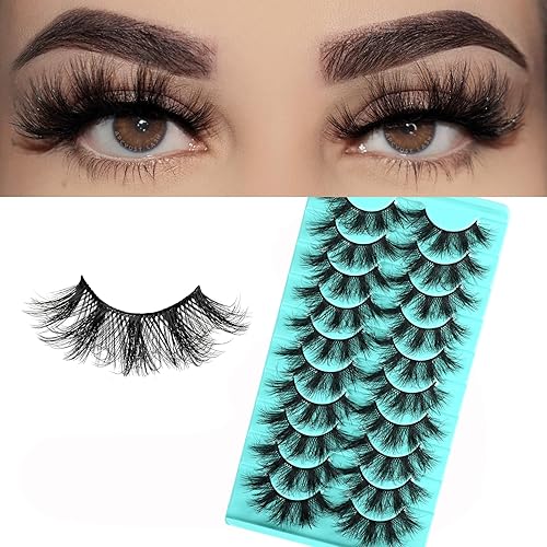 APCYUST Pestañas de visón, pestañas esponjosas y finas, paquete de pestañas de ojos naturales medianas, juego de pestañas gruesas y pequeñas, banda