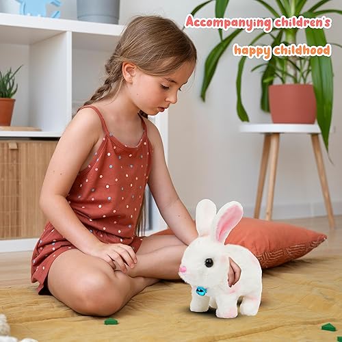 Miniatura 3 de Easfan Conejo de peluche interactivo saltando con orejas saltadoras, orejas saltadoras, nariz en movimiento, juguete educativo de peluche para