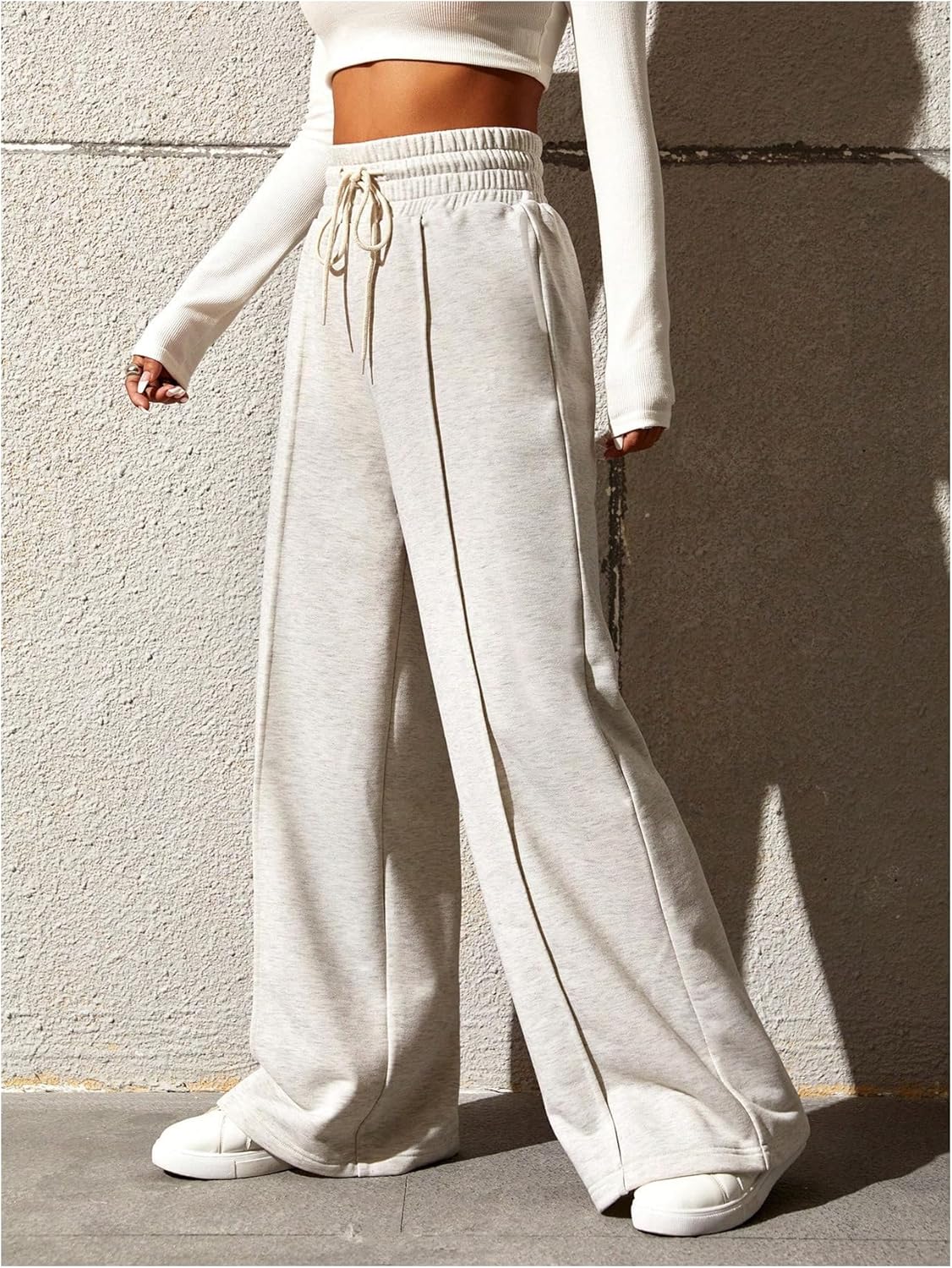 SOLY HUX Women's Drawstring Baggy Sweatpants Elastic High Waisted Wide Leg Casual Long Pants - Image 4