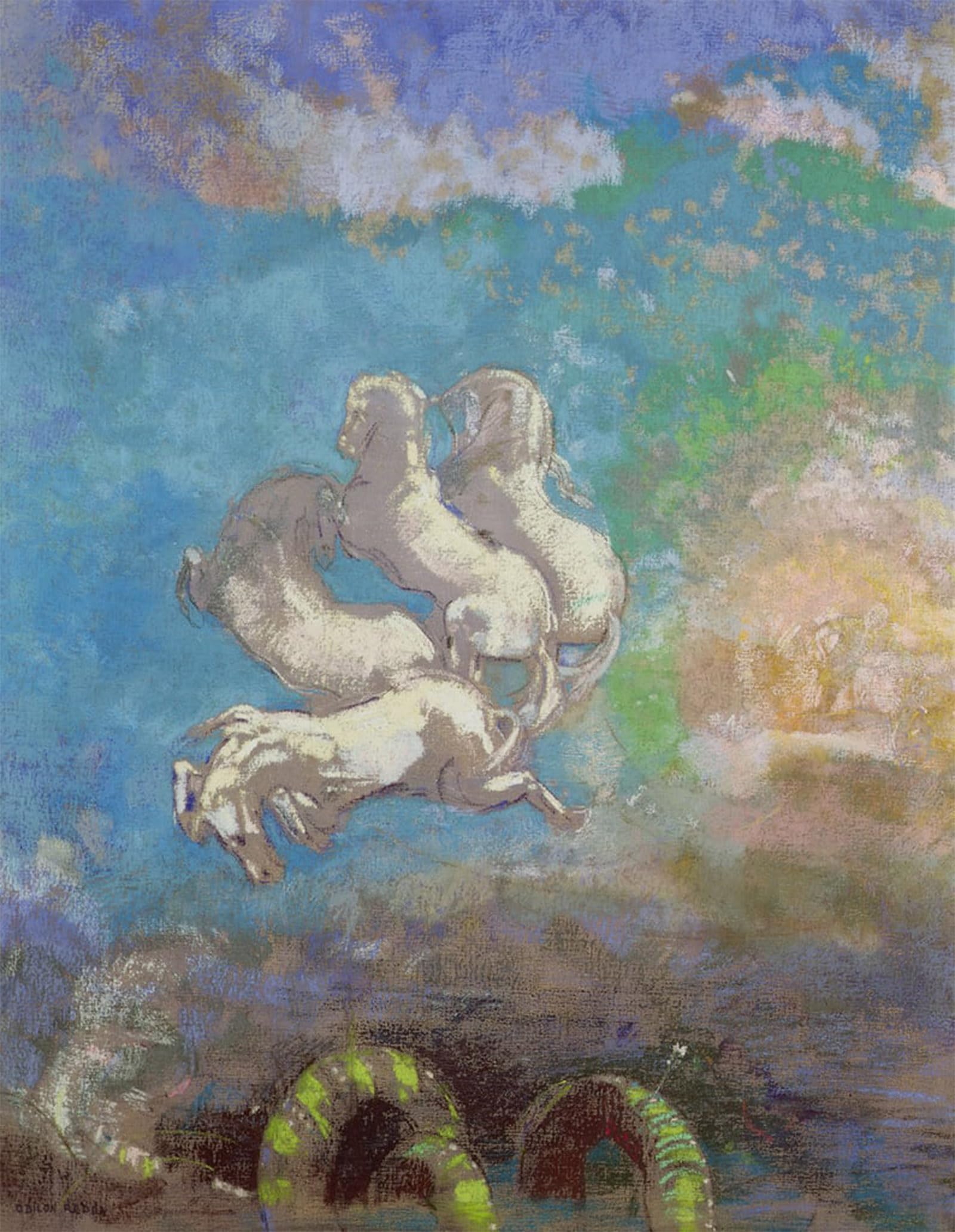 POSTERIIk Vintage Classic Picture Landscape Artwork the Chariot of by Odilon Redon Portrait Canvas Painting for Office Home Decor 60x90cm