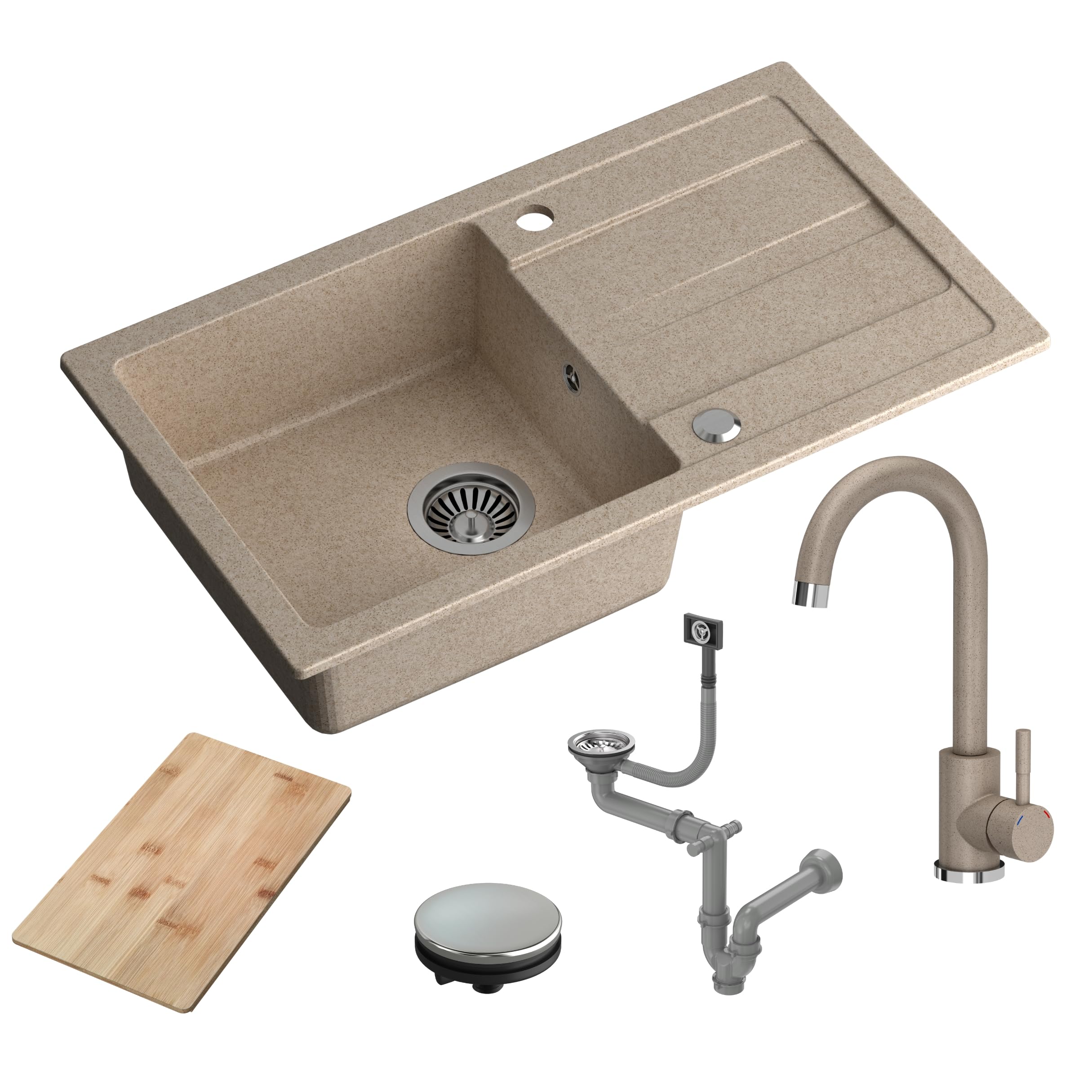 QUADRON | GO MAX | Lavello in granito | 1 vasca | Dimensioni: 77 x 44 x 17,6 | Mobile base di: 50 cm (proprio)