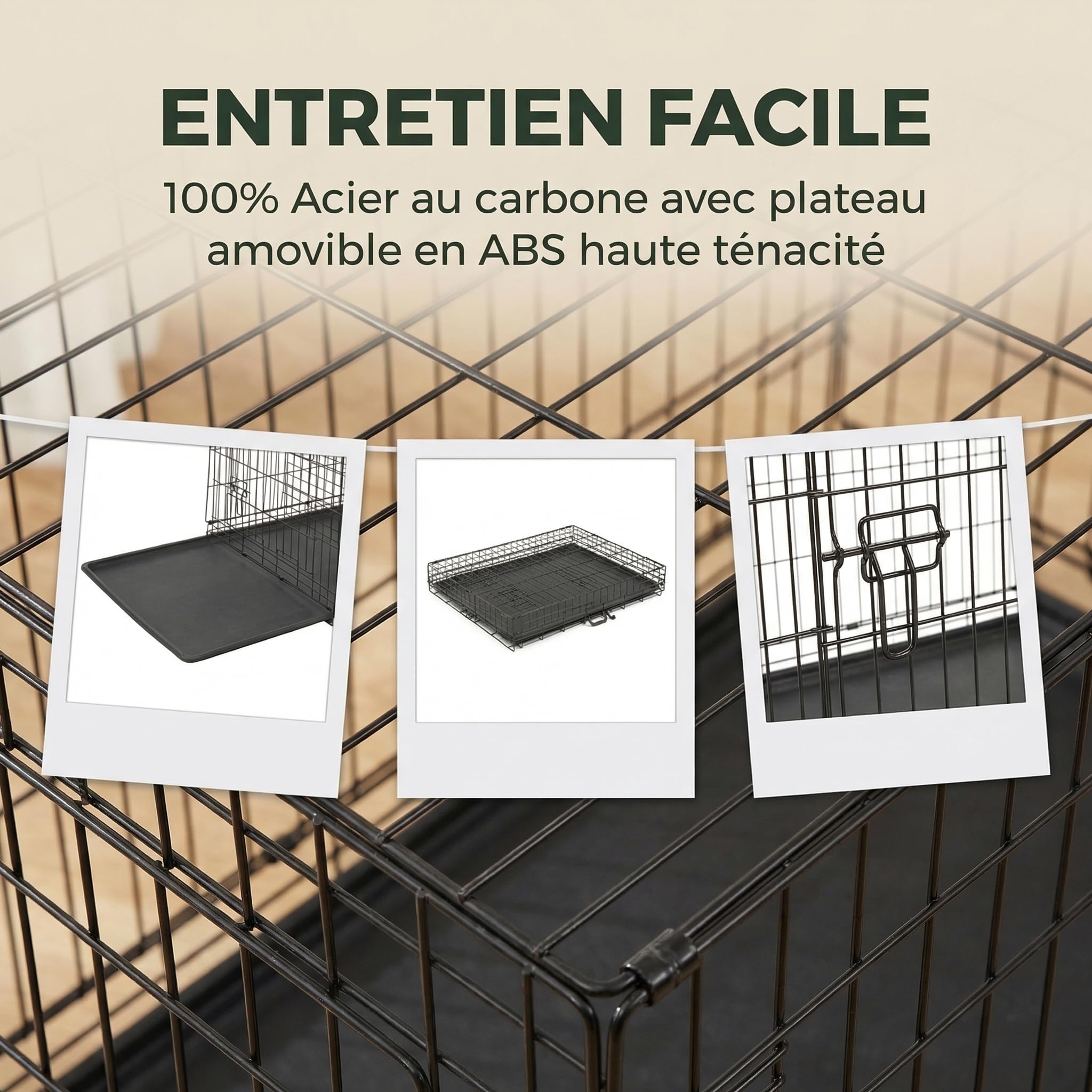LEADZM Cage pour Chien - Cage Chien Pliable avec 2 Portes, Matériau métallique, Plateau Amovible (XXL 121 x 74 x 81 cm)