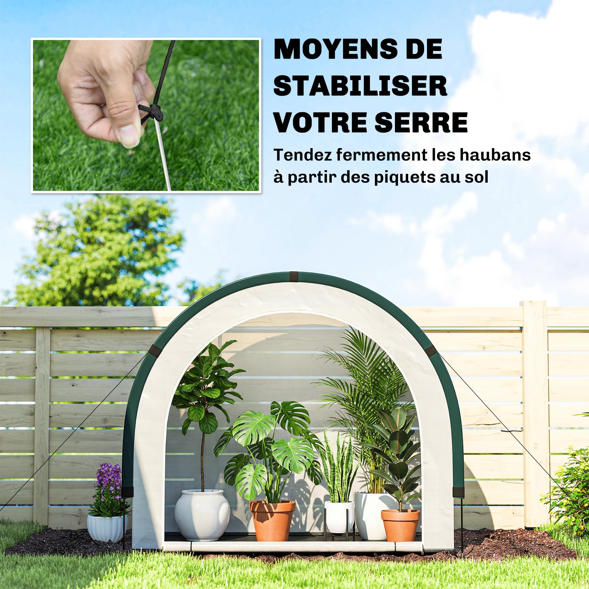 Outsunny Serra pieghevole mini 200 x 80 x 164 cm Verde | Serra portatile con porta con cerniera, base in PE, per giardino patio