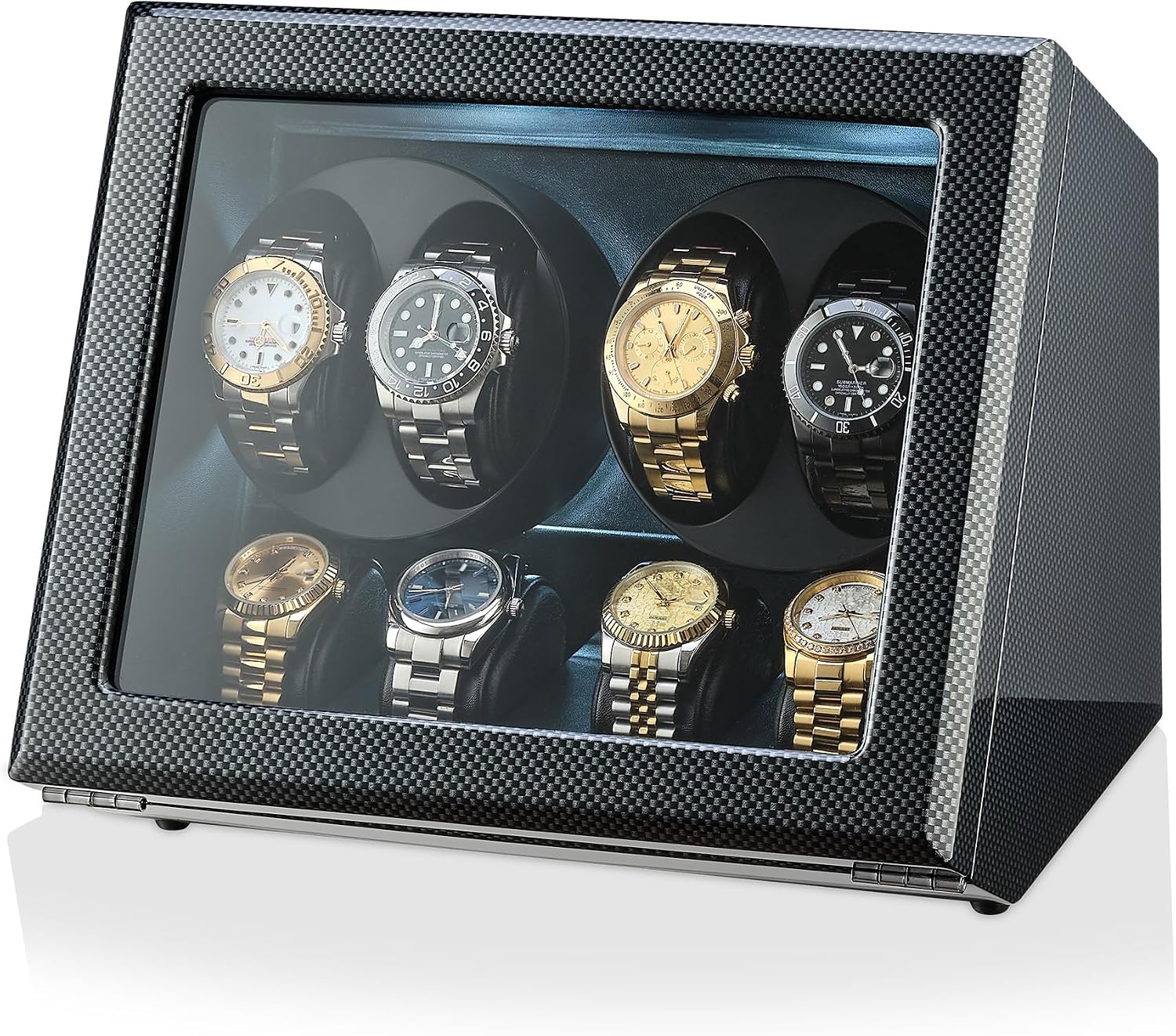 TIMECUBE Watch Winder with 4 Storage Slots, LED Light and Automatic Motor-Stop Option
