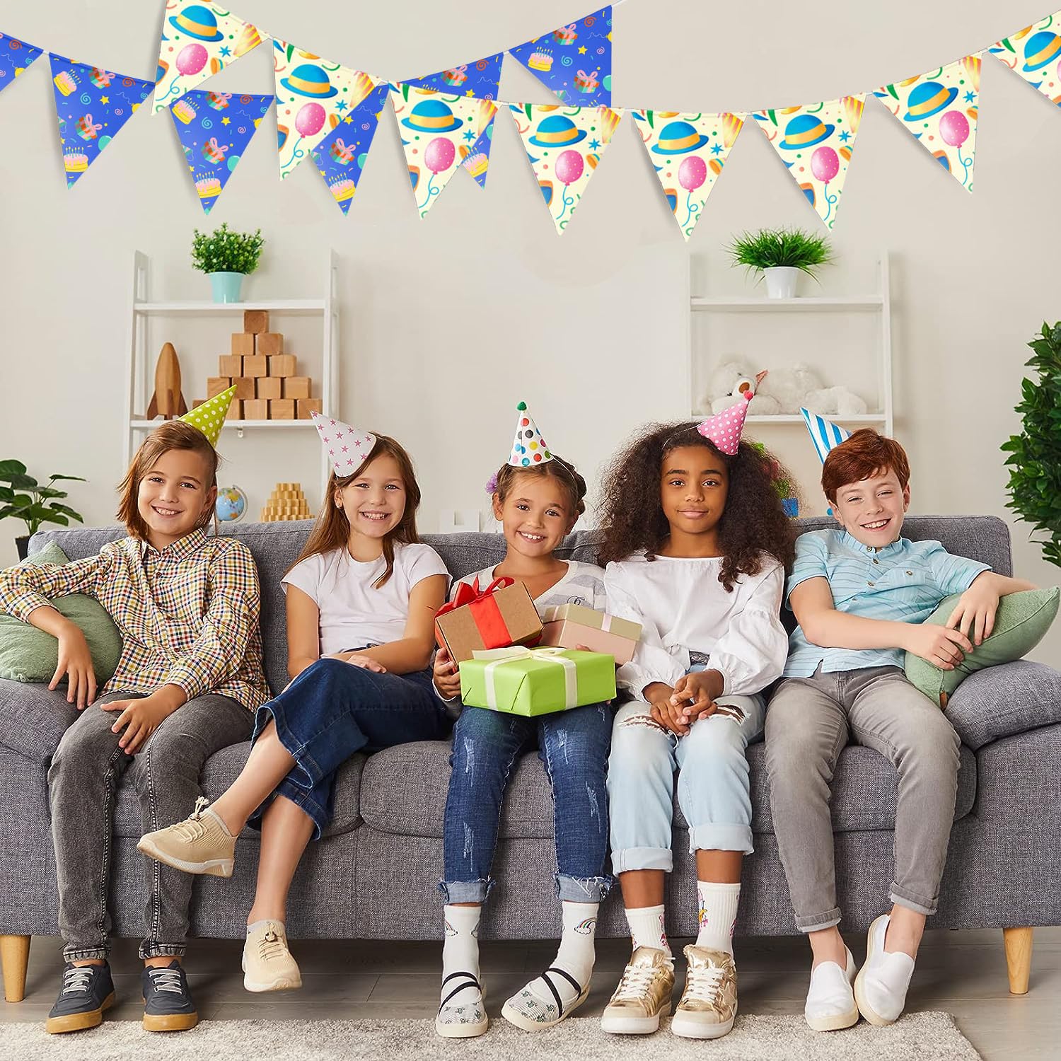 Wimpelkette Happy Birthday Mit Bauernhofmotiv – Schwarz-weiße Kuh Girlande Für Partys