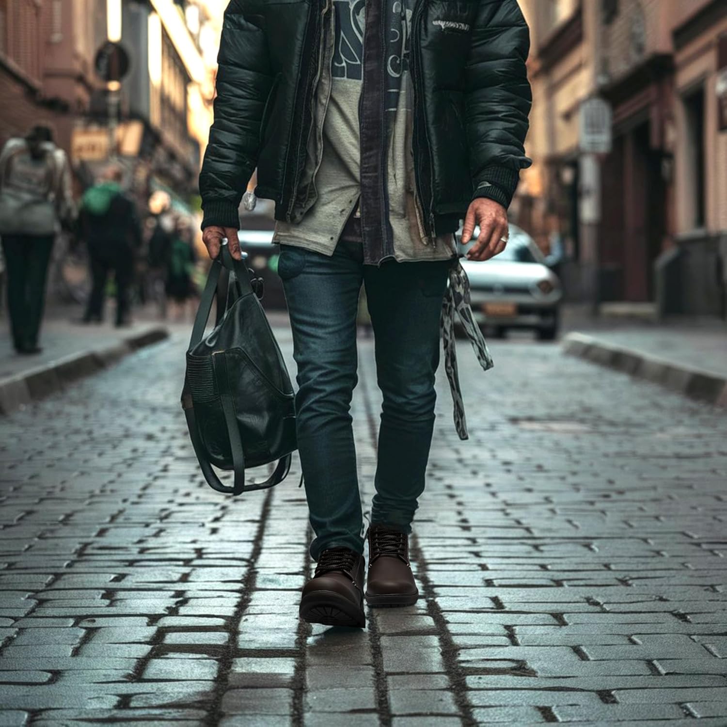 shoeslocker Men's Waterproof Slip-Resistant Ankle Boots - Classic Dress Loafer Style Casual Boots for Men, Dark Brown, Size 12 - Image 7