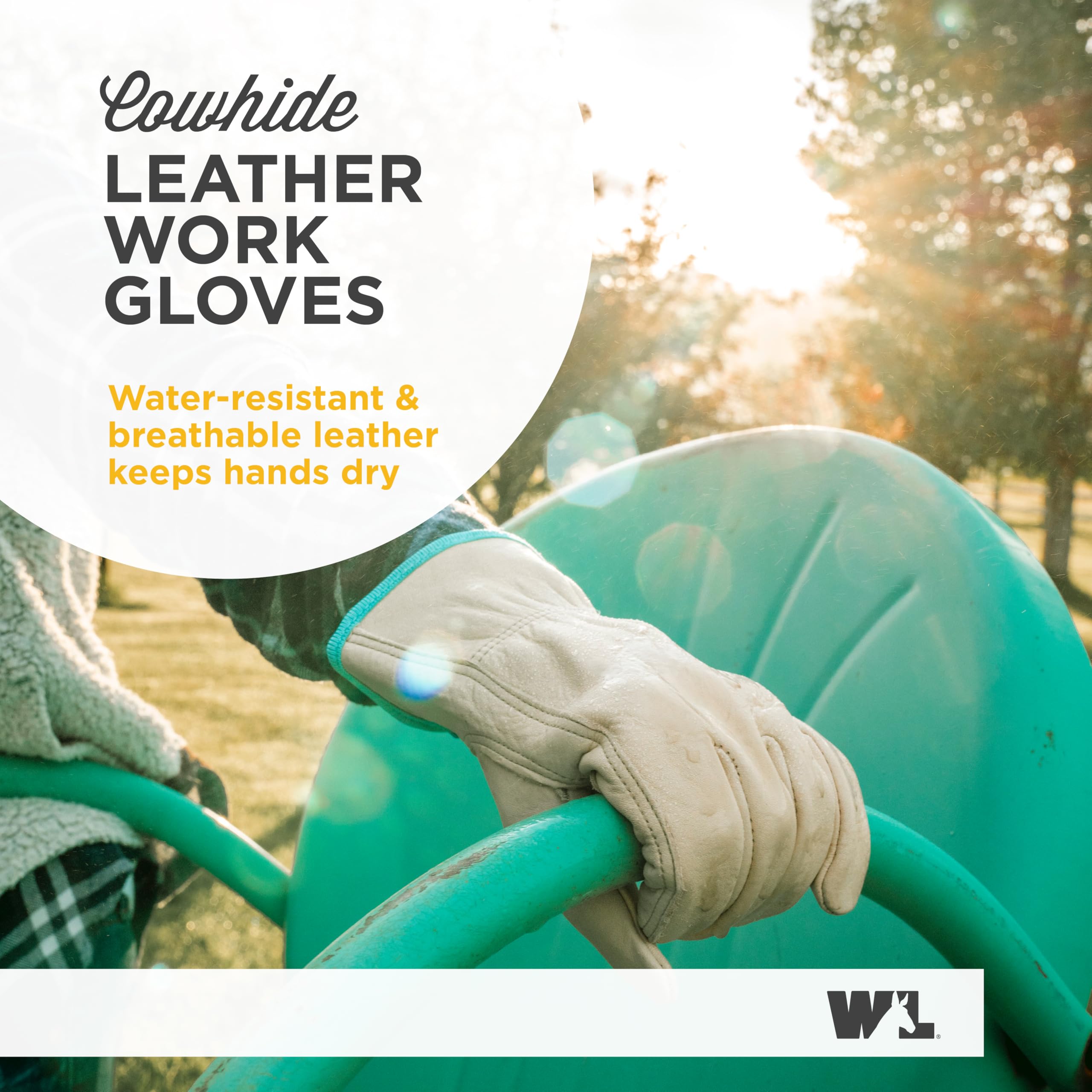 WELLS LAMONT 1167L - Guantes de trabajo de cuero vacuno resistentes al agua, talla L