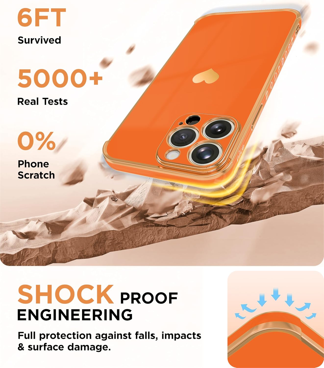 Aurorastar for iPhone 14 Pro Max Case, Orange with Screen Protector image 4