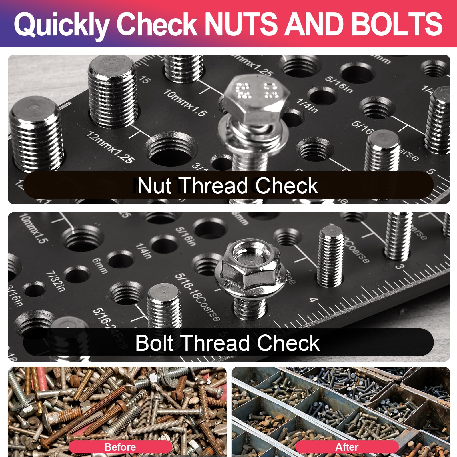 Nut and Bolt Thread Checker - Accurate Fastener Sizing -6 Nut and Bolt Thread Checker - Accurate Fastener Sizing -6