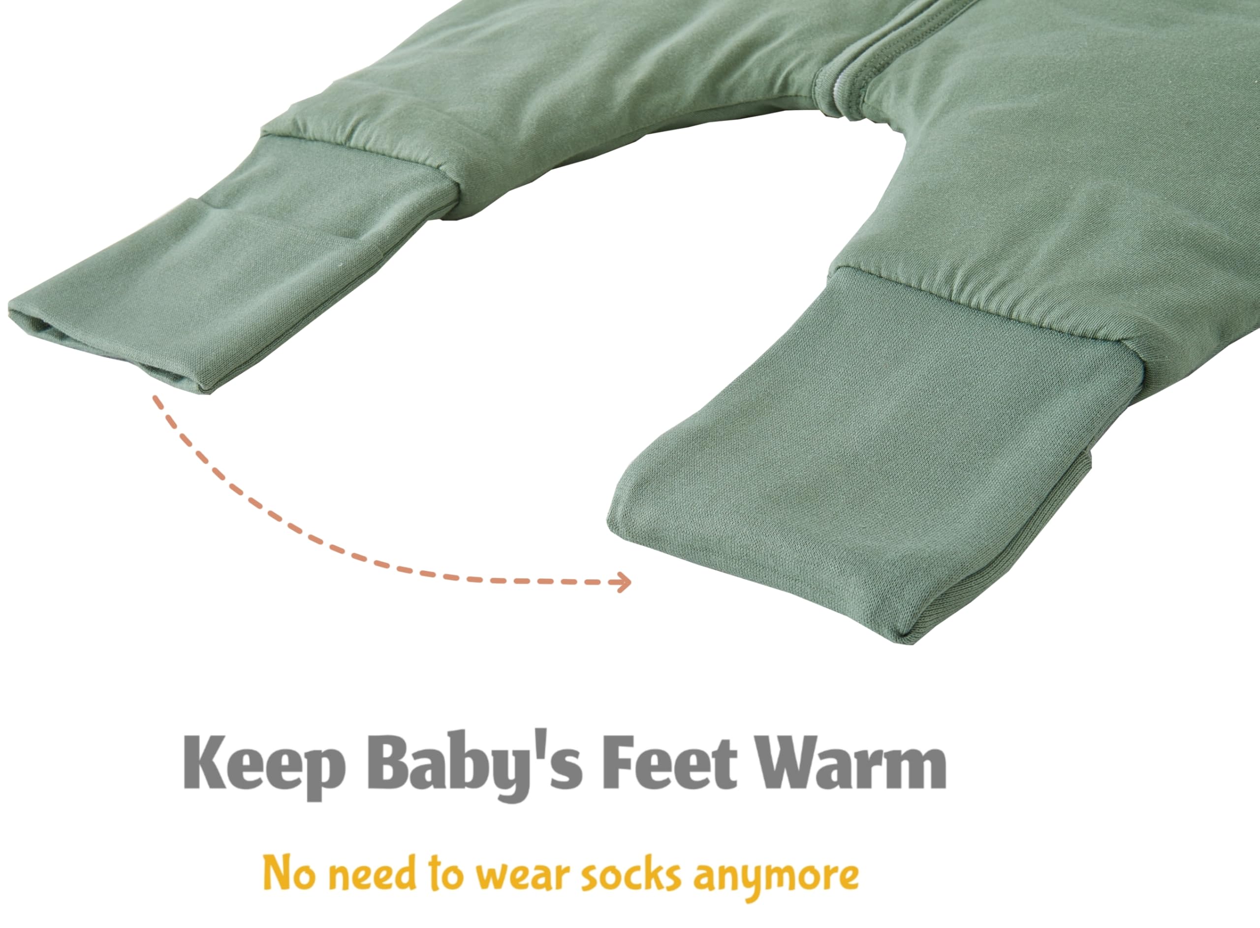 Chilsuessy Winter Baby Sleeping Bag with Feet 2.5 TOG Warm Baby Sleep Sack with Legs 100% Cotton Toddler Wearable Blanket Walker Sleep Sack for Boys and Girls 2.5 Tog/Dark Green - Image 4