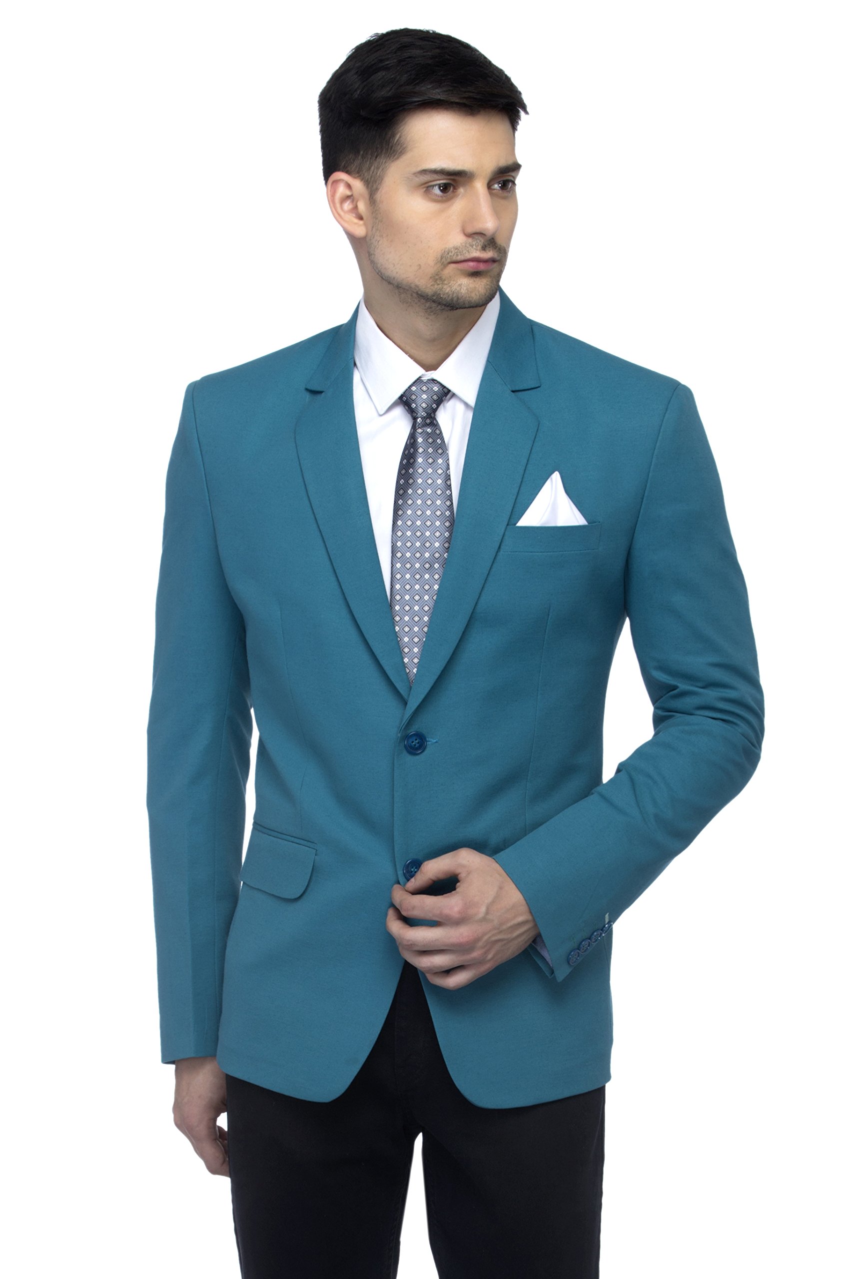 designer men's slim fit notched lapel single breasted solid blazer