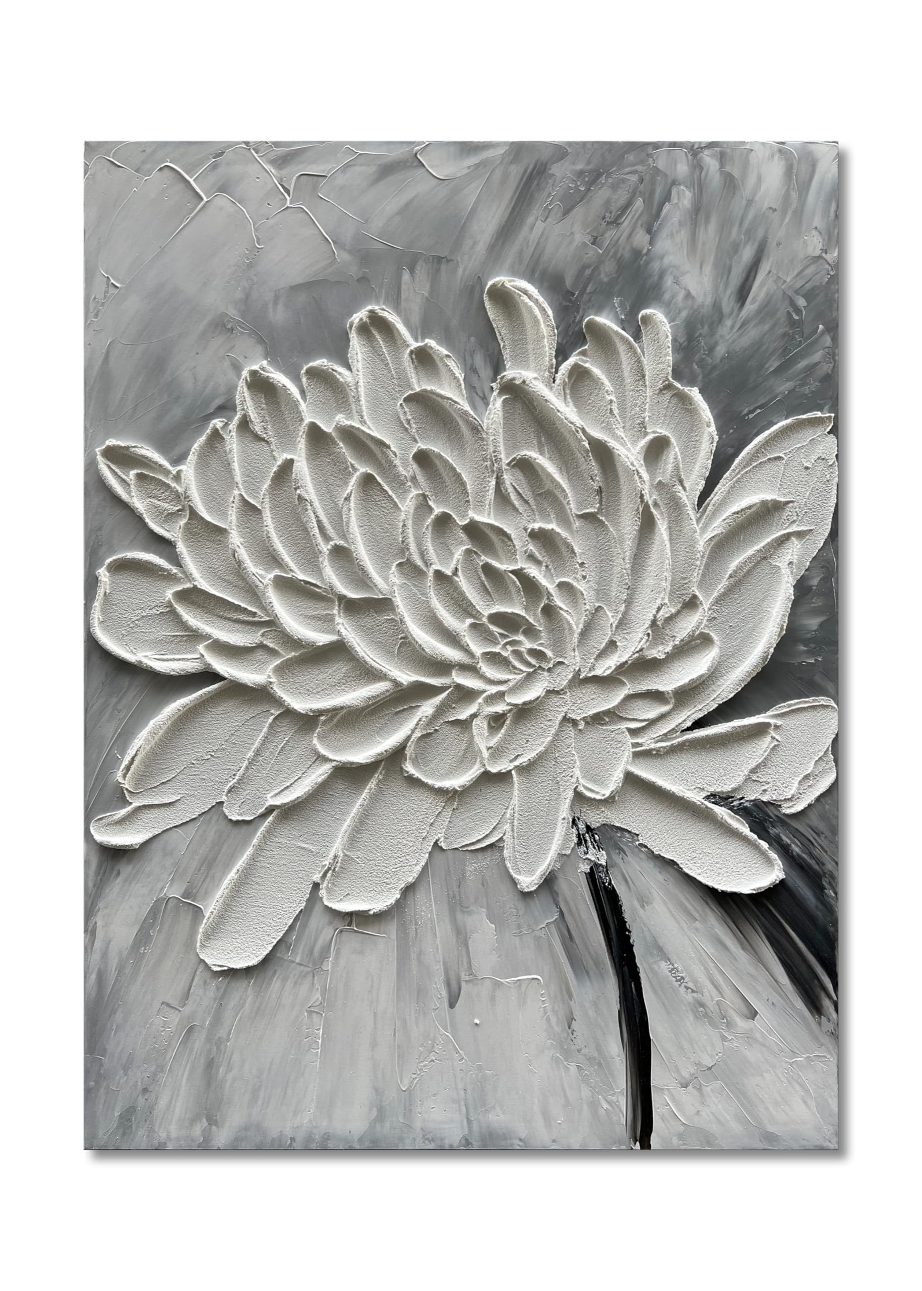 Hand Painted Modern Abstract Oil Painting White Flower 40x28