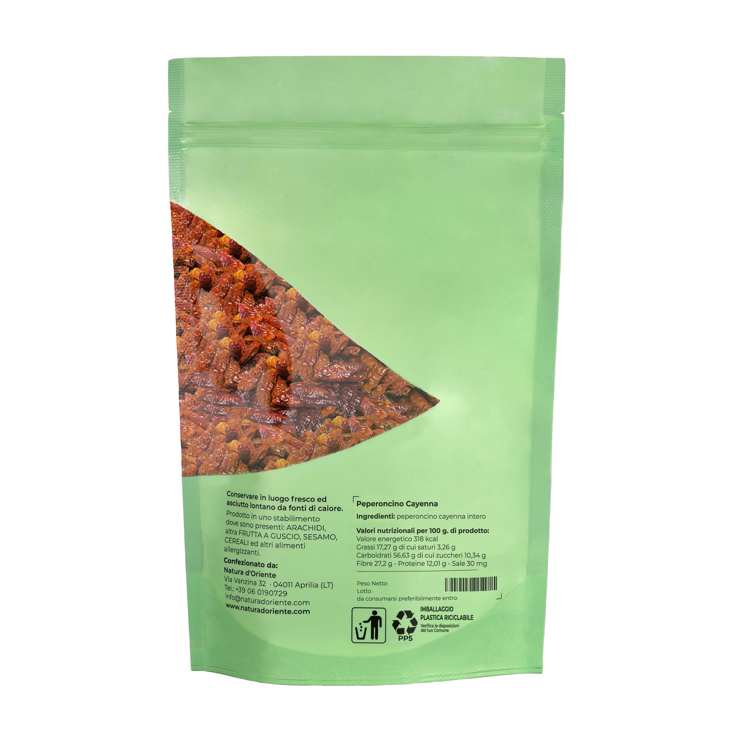 NATURA D'ORIENTE Peperoncino Cayenna Interi 200g | Piccantezza Media