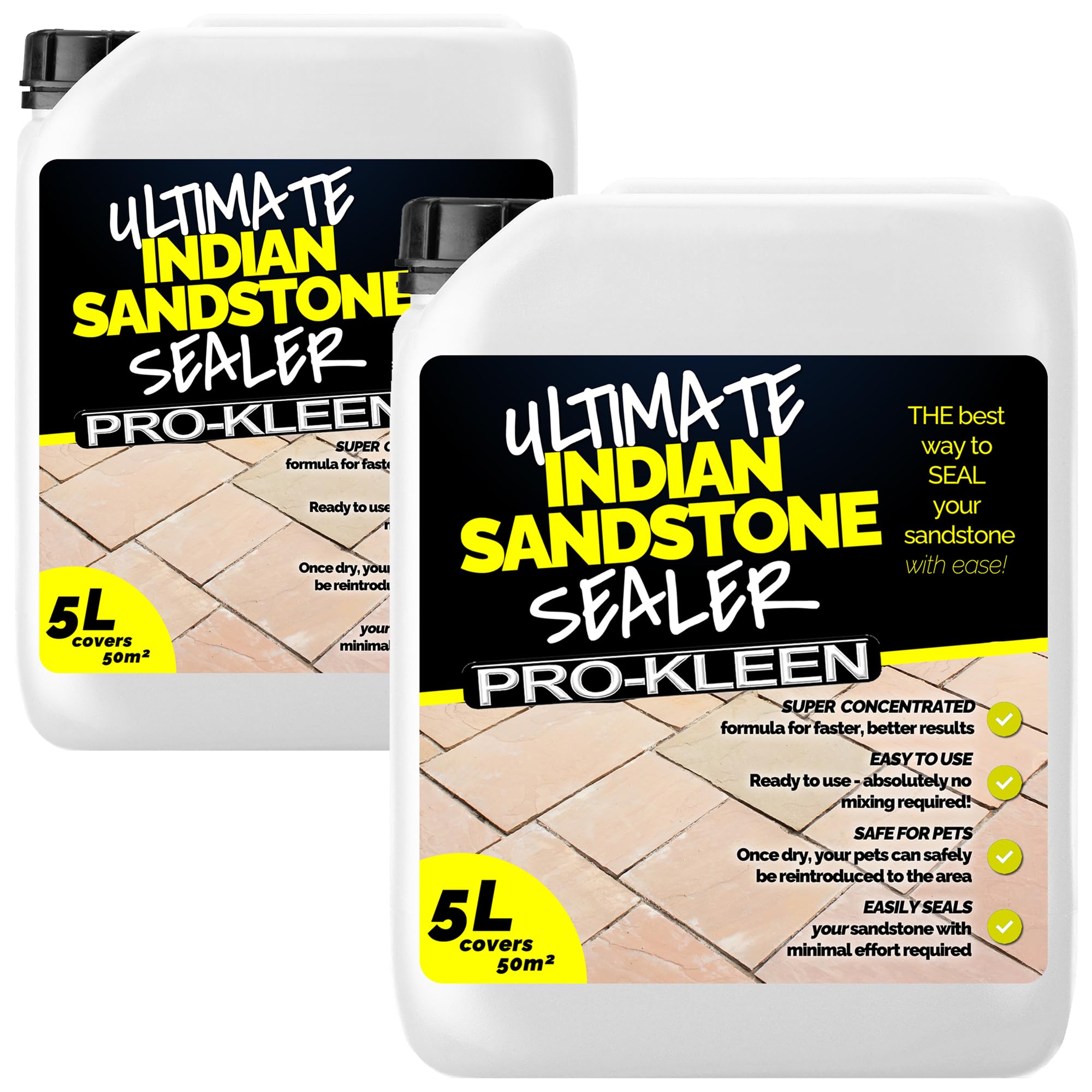 Pro-Kleen Ultimate Indian Sandstone Sealer 2 x 5L - Protects Against Weathering, Stains, Oil & Grease - Lasts for up to 10 Years - Leaves a Clear Matt Finish - Covers up to 100m2