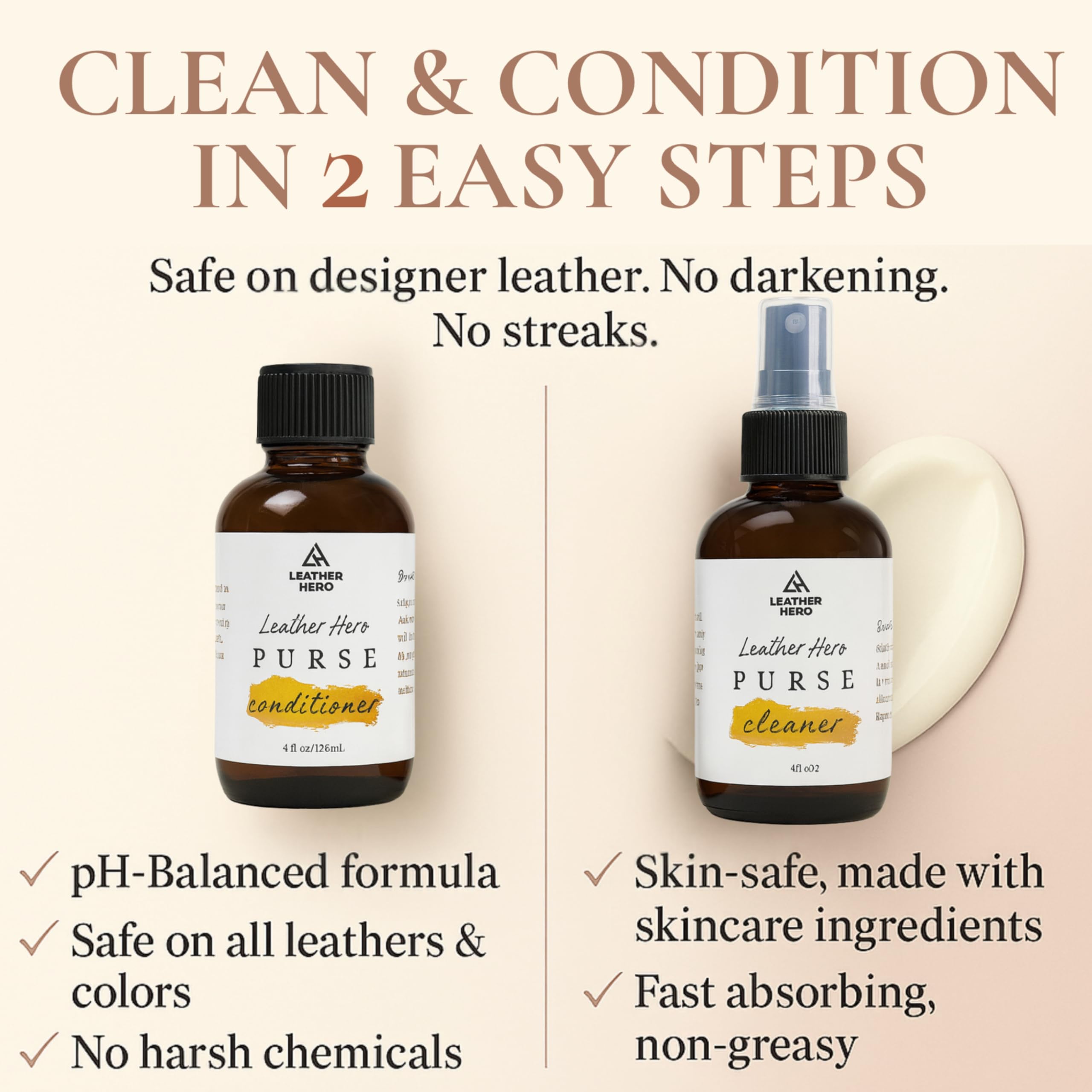 Leather Hero Kit de acondicionador limpiador de monedero, Claro, 120mL