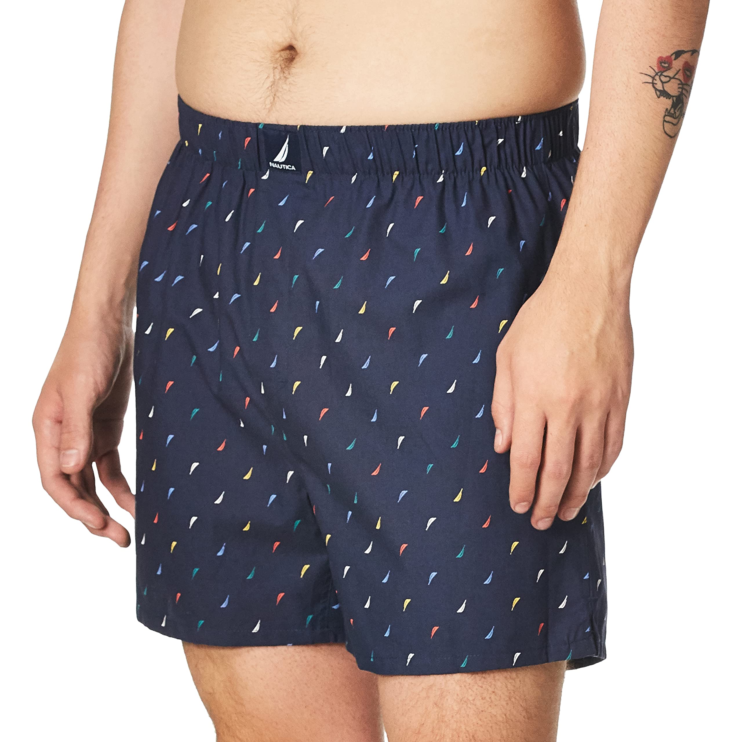 Nautica Men's Classic Cotton Woven Boxer Shorts, Sails/Multi, Medium
