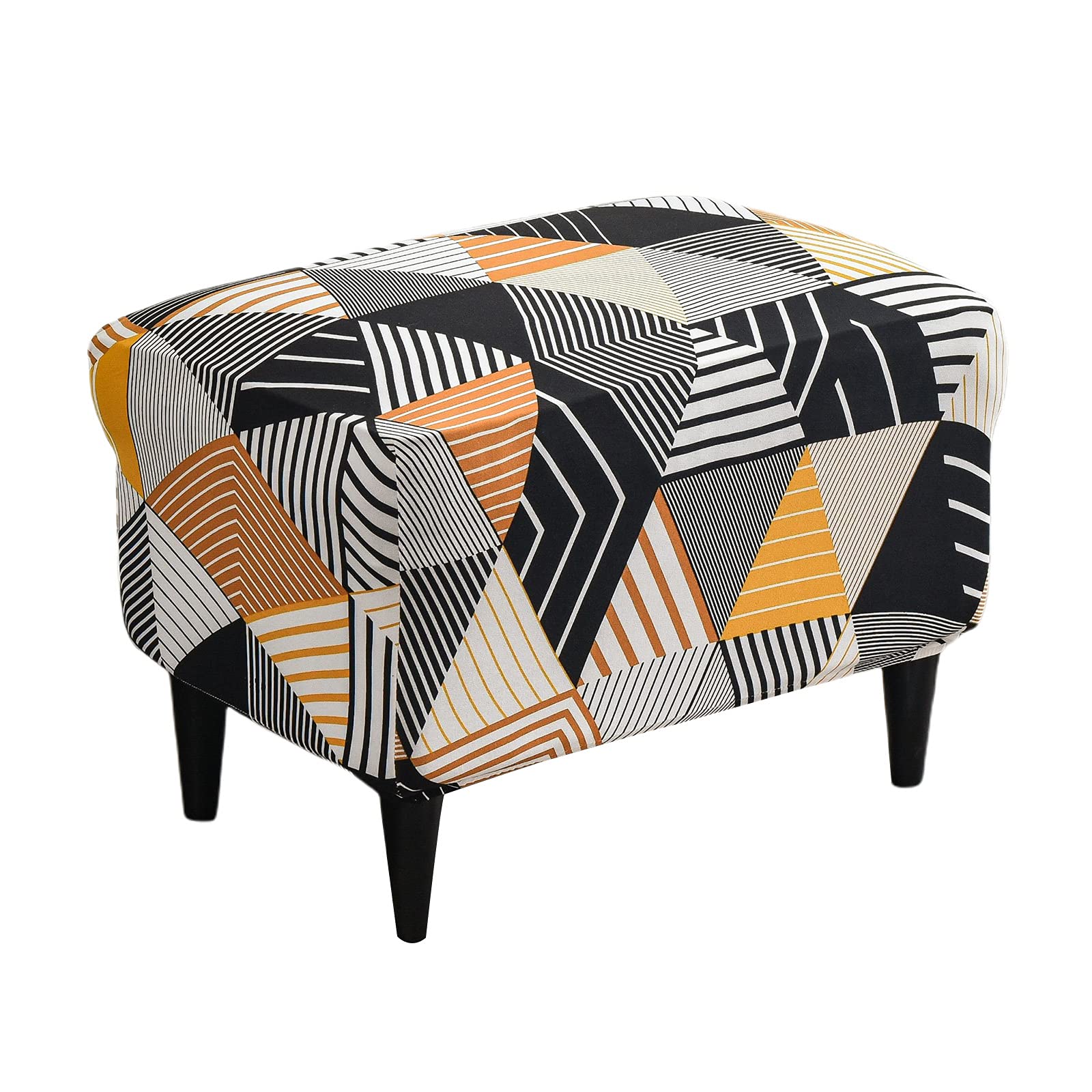 CRFATOP Stretch Ottoman Cover Ottoman Slipcovers Rectangle Storage Stool Cover Printed Footrest Sofa Slipcovers Footstool Protector Covers with Elastic Bottom,01