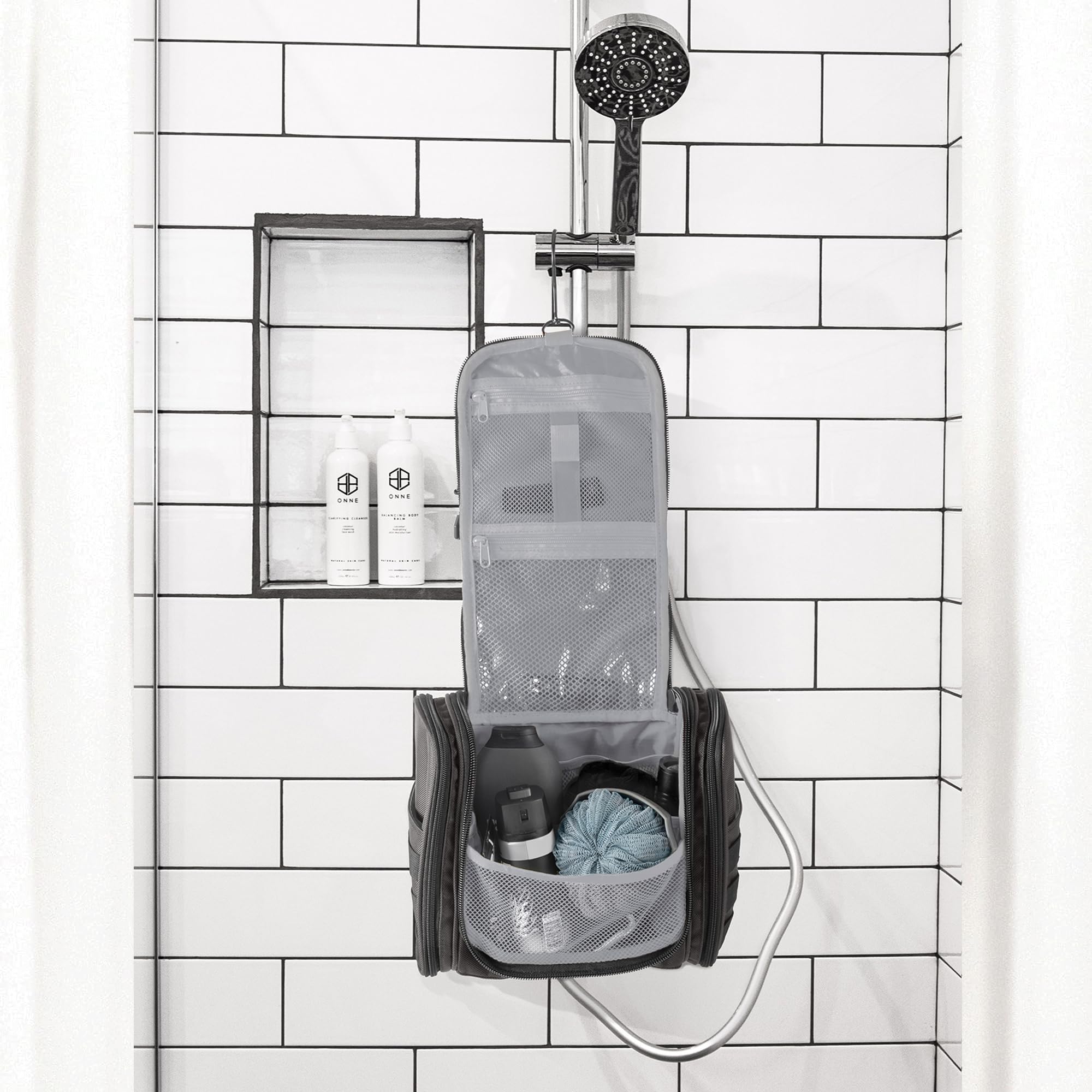 Fitdom Taktischer Kulturbeutel zum Aufhängen, für Damen und Herren, perfekt für Reisen und Aufbewahrung für Kosmetik, Haarschneider, Zahnbürste, Dusche, Rasur und Pflege