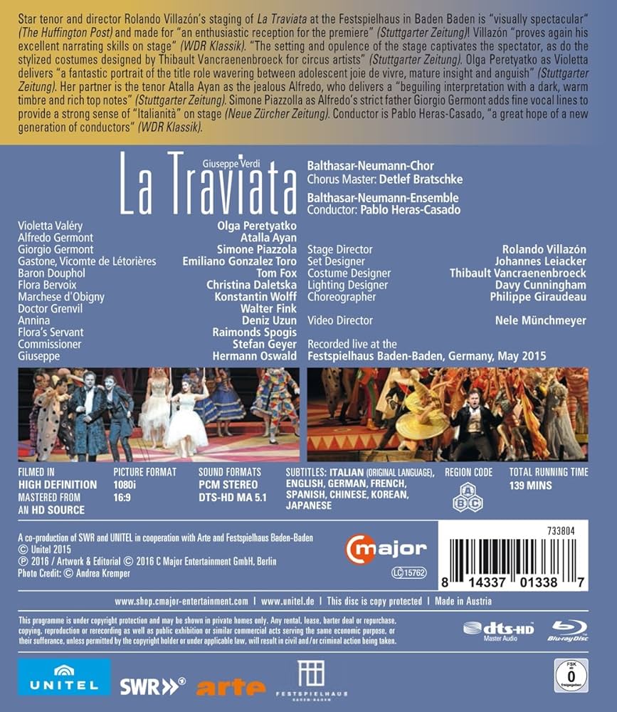 Amazon.co.jp: Verdi: La Traviata [Blu-ray] : DVD