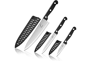 Kitchen Knife, 3-Piece Camping Knife Set With Sheath for Outdoor Chef