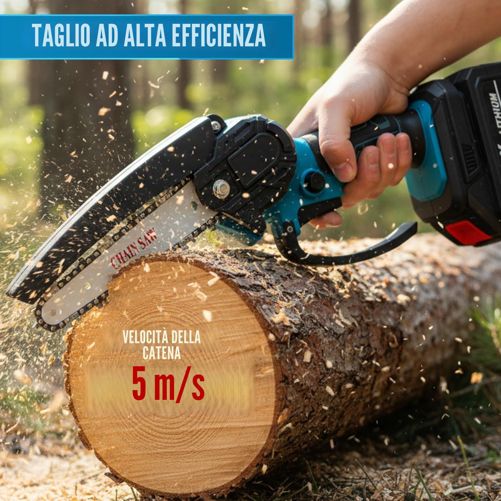 Troncarami a batteria 4 in 1 con telescopio da 2 m, mini motosega da 8 pollici, forbici da 25 mm/30 mm, motore senza spazzole, 2 batterie da 3,0 Ah da 21 V, angolo regolabile a 180°