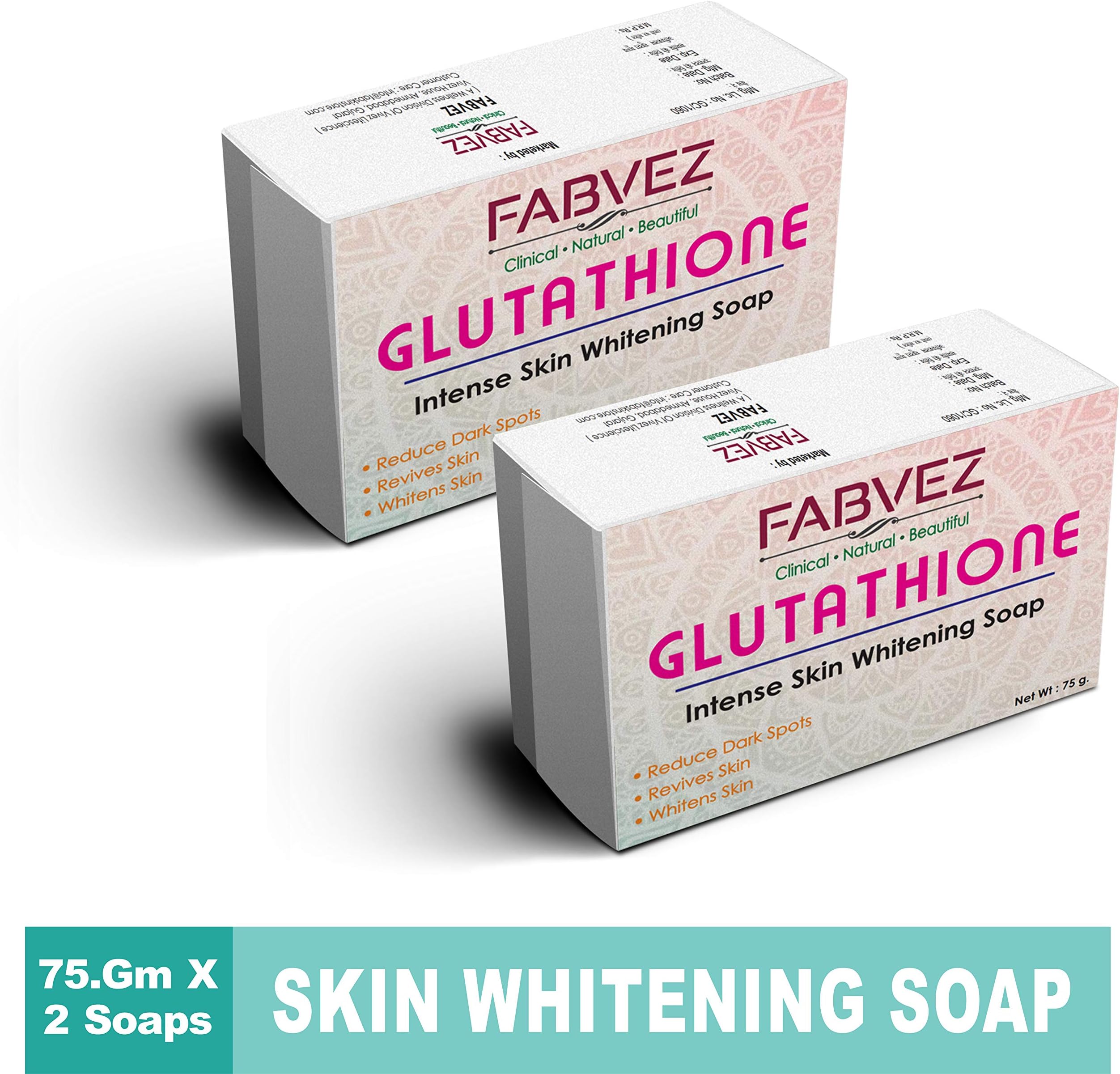 FABVEZ GLUTATHIONE SKIN WHITENING SOAP WITH KOJIC ACID - PACK OF 2