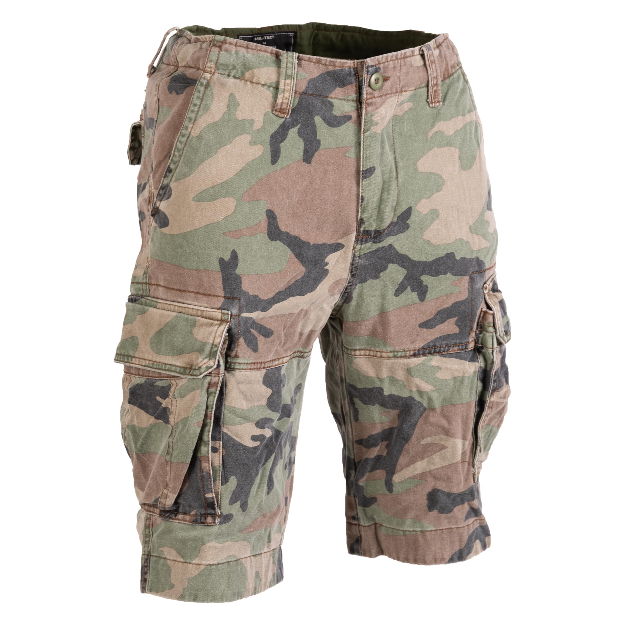 Mil-Tec Vintage Prewash Shorts Woodland Size XL