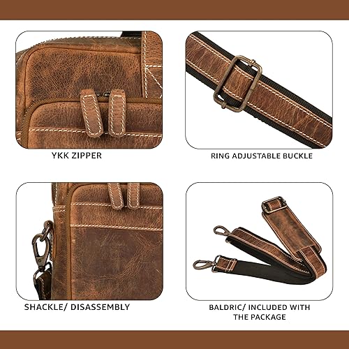 Miniatura 4 de LEATHER VILLAGE Maletín de cuero para portátil de 16 pulgadas para hombre, bolso de cuero para viajes y oficina, color marrón