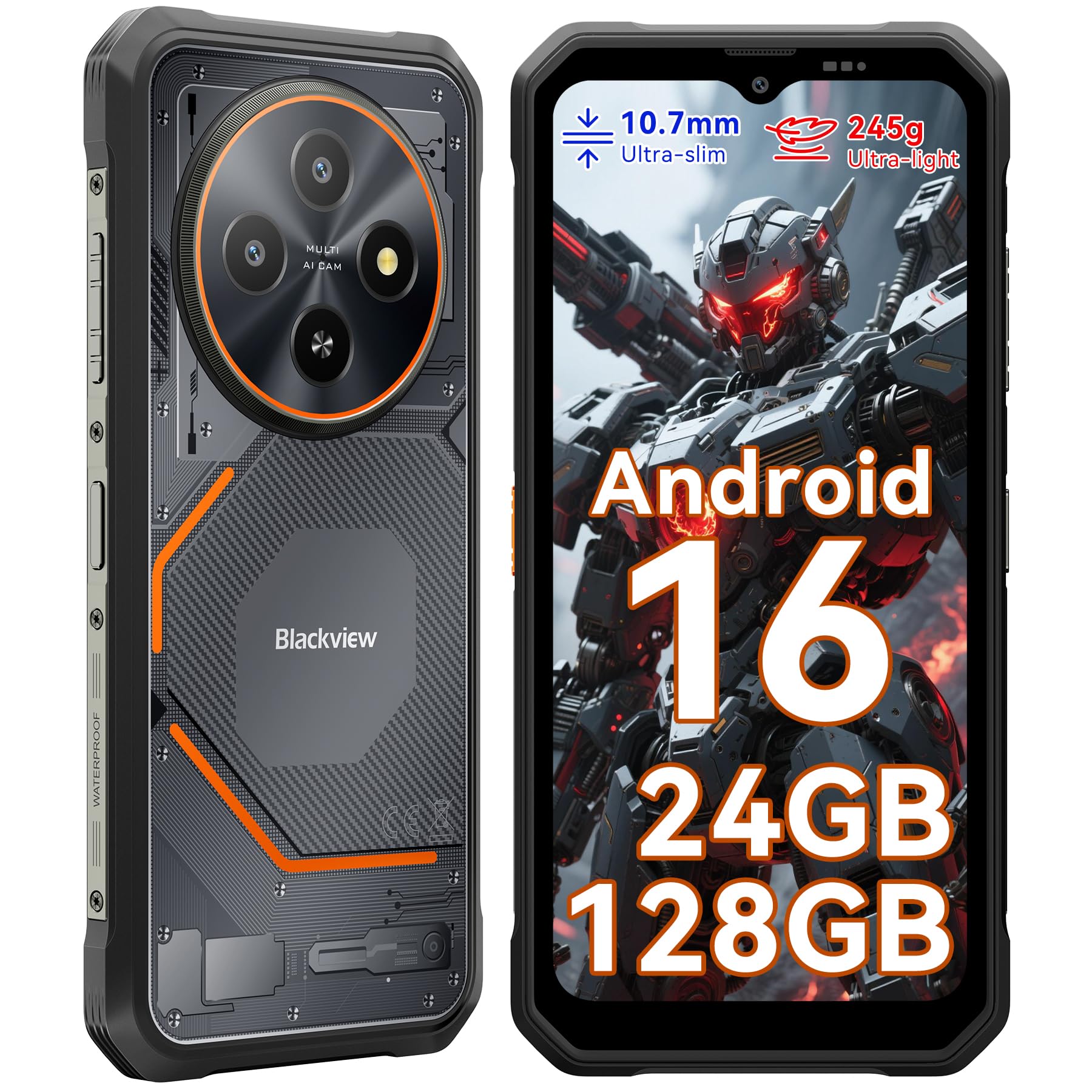 Blackview Fort 2 Rugged Phone Android 16, 10.7mm Ultra-Thin Rugged Smartphone Unlocked, 8…