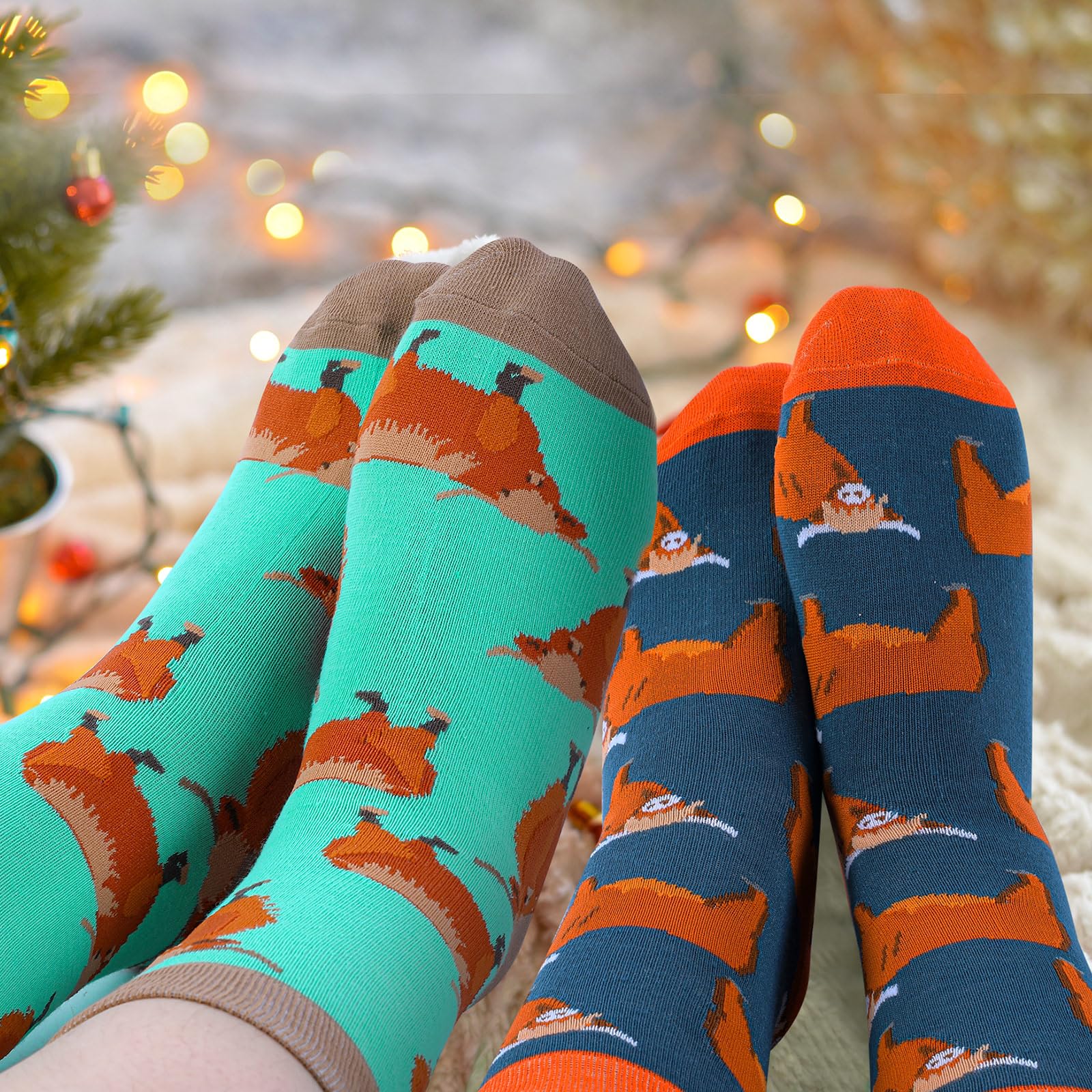 HooLing 12 pares de calcetines de vaca de las tierras altas, regalos de Navidad, coloridos y divertidos, calcetines de algodón para vacaciones, calcetines de vaca de las tierras altas para mujeres y