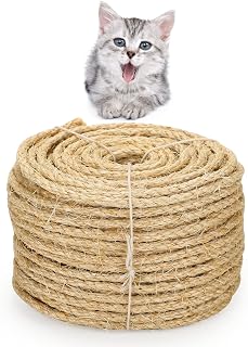Sisal Rope for Cat Scratcher, Pettom Cat Scratching Post Replacement Natural Hemp Rope Sisal Replacement Rope for Cat Tree 1/4 inch Diameter 164FT