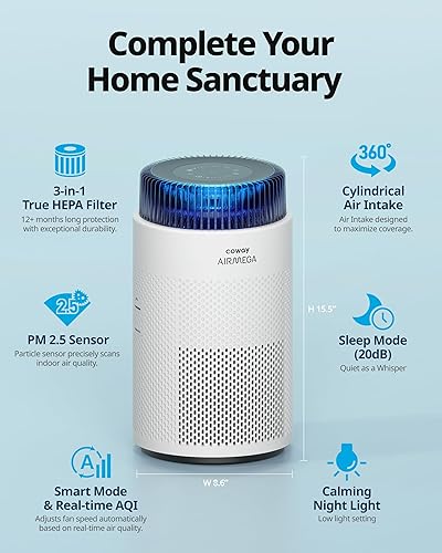 Miniatura 2 de Coway Airmega 100 True HEPA Purificador de aire con monitoreo de calidad del aire, modo automático, modo de suspensión, temporizador, indicador de