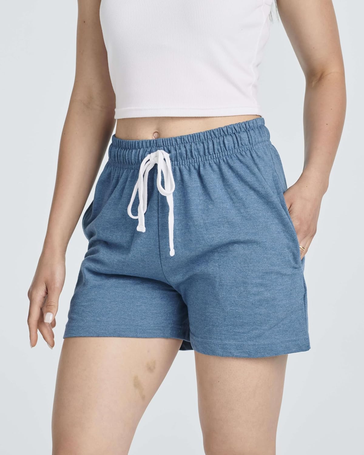 Real Essentials 3 Pack: Women’s Cotton French Terry Shorts Pockets - Casual Athletic Lounge (Available in Plus) - Image 6