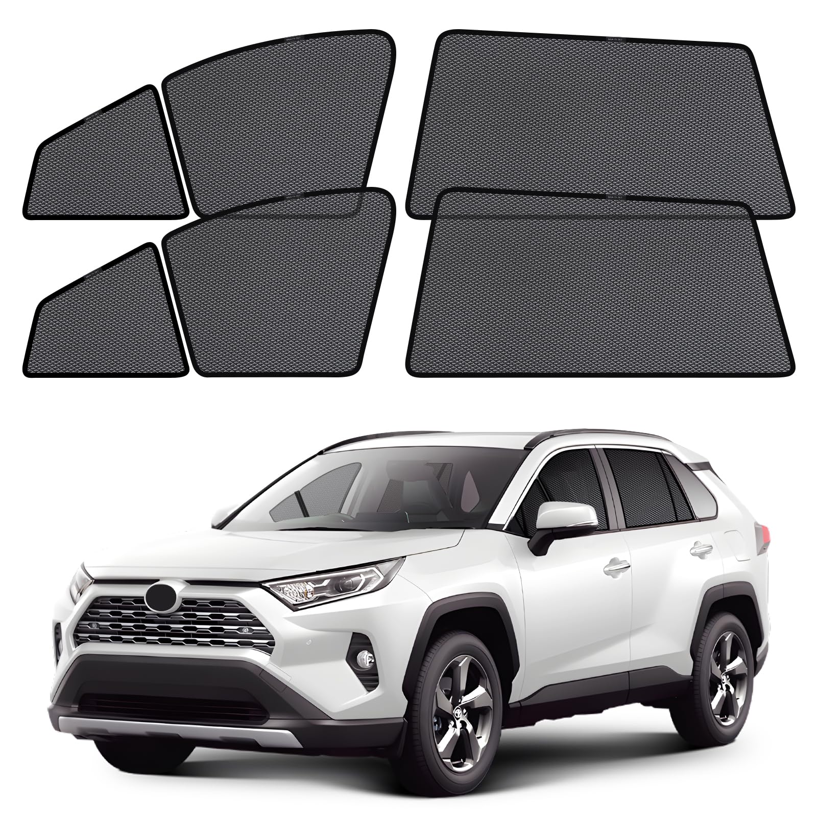 ZATOOTO Pare-soleil pour fenêtre de voiture pour Toyota RAV4 2019-2024, pare-soleil pour bébé, pare-soleil pour voiture, protection UV, intimité, ventilation et design sans insectes pour fenêtre
