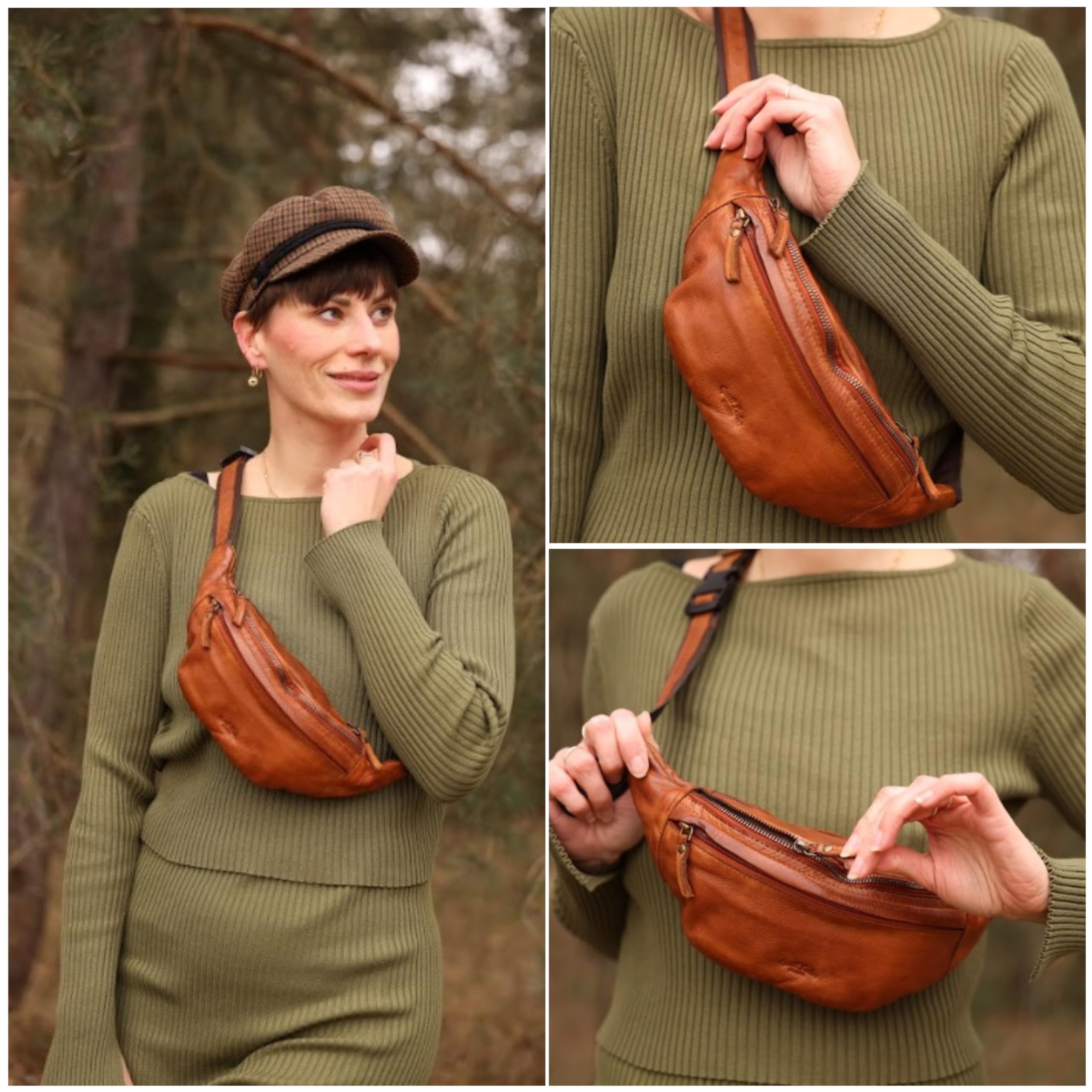 Gusti Marsupio Pelle Spencer – Marsupio Pelle Uomo & Donna in Vera Pelle con Cinghia Regolabile, Stile Vintage Elegante e Compatto