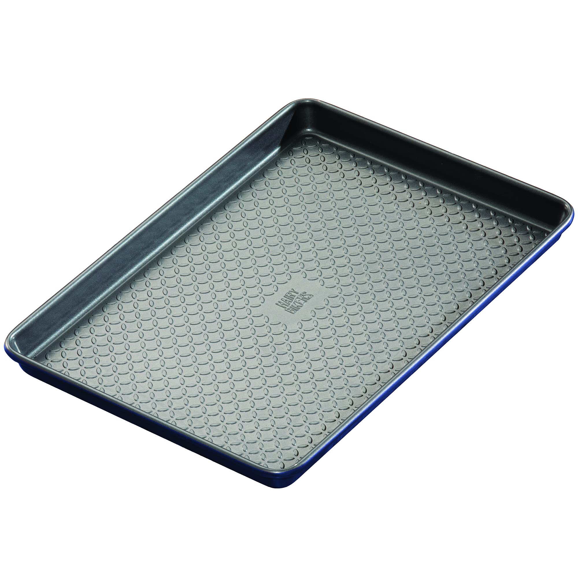 Hairy Bikers Baking Tray 2 Pack, Oven Cookie Sheet, Non Stick Carbon Steel Baking Tray, Dishwasher and Freezer Safe, Blue