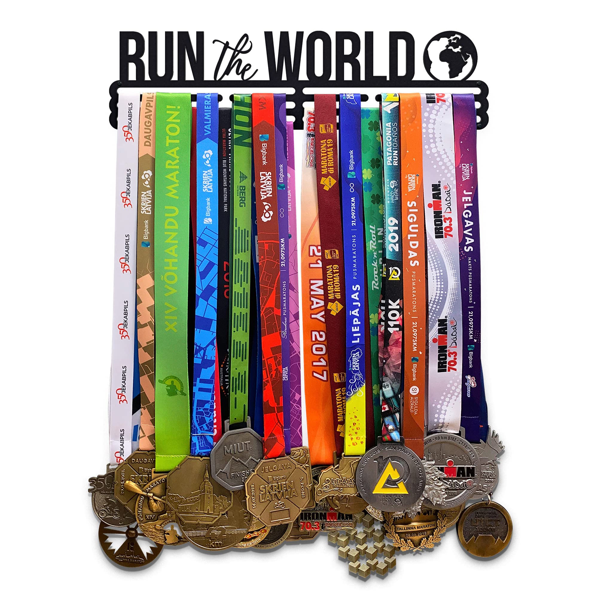 Run The World Colgador de medallas | Medallero Acero | Medal Holder dispaly Hanger | Medalla Percha