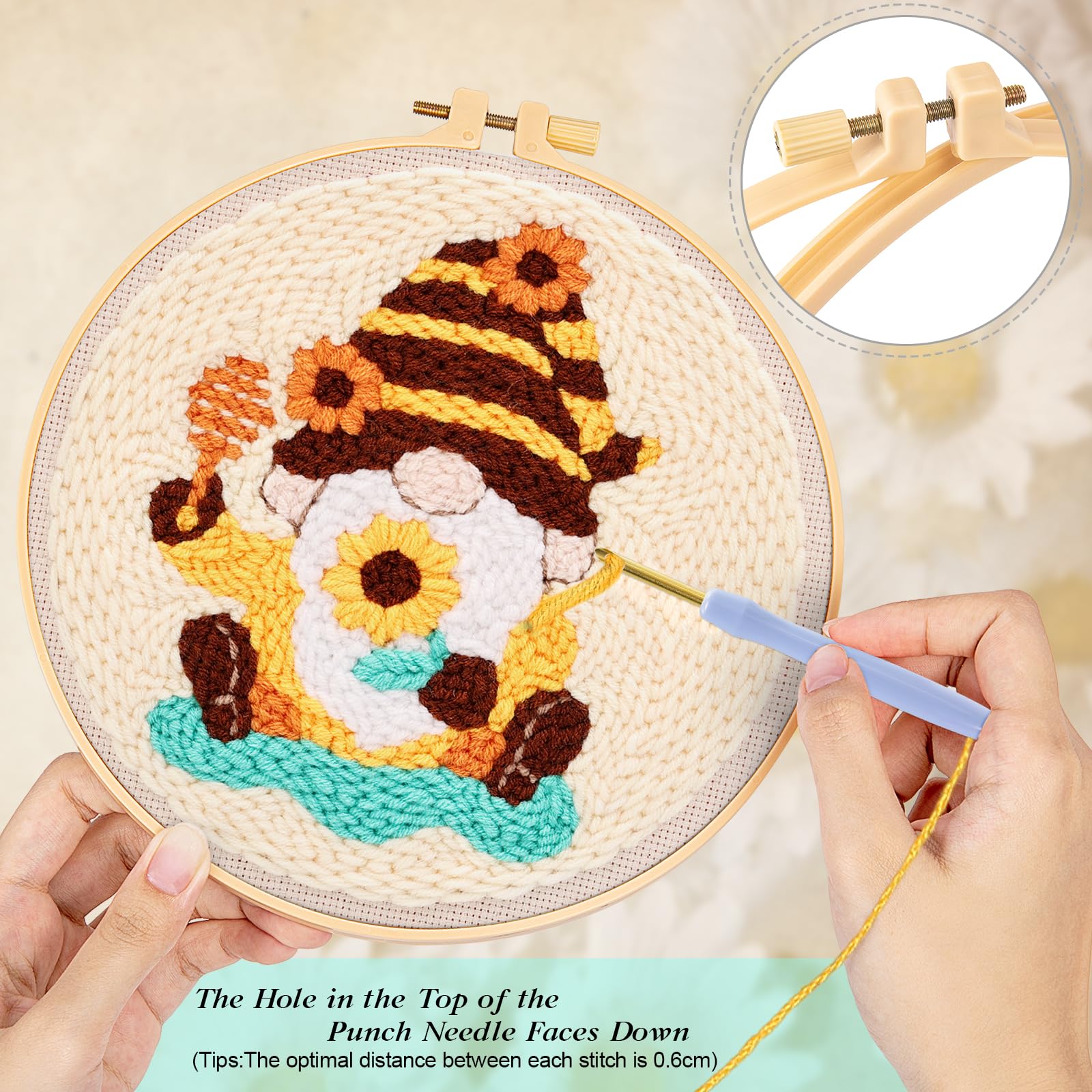 Honey Gnome Punch Needle Kit - Beginner Embroidery -4