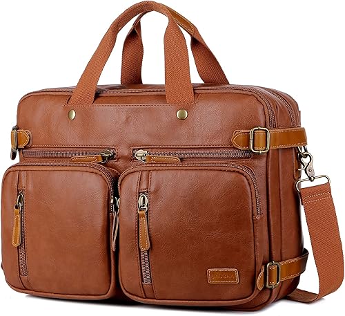 Maletín de cuero para hombre, mochila híbrida de 17 pulgadas, bolsa de mensajero de negocios HB-22