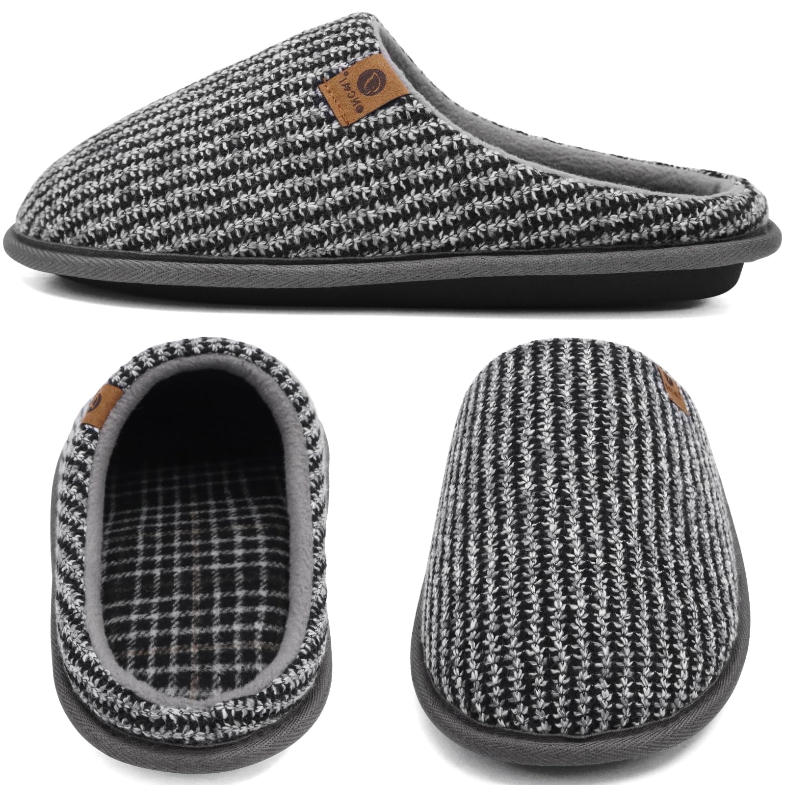 ONCAI Pantofole da Uomo Invernali, Comoda Memory Foam Calde Scarpe da Casa in Lana Con Suola Antiscivolo Taglia 40-49 EU