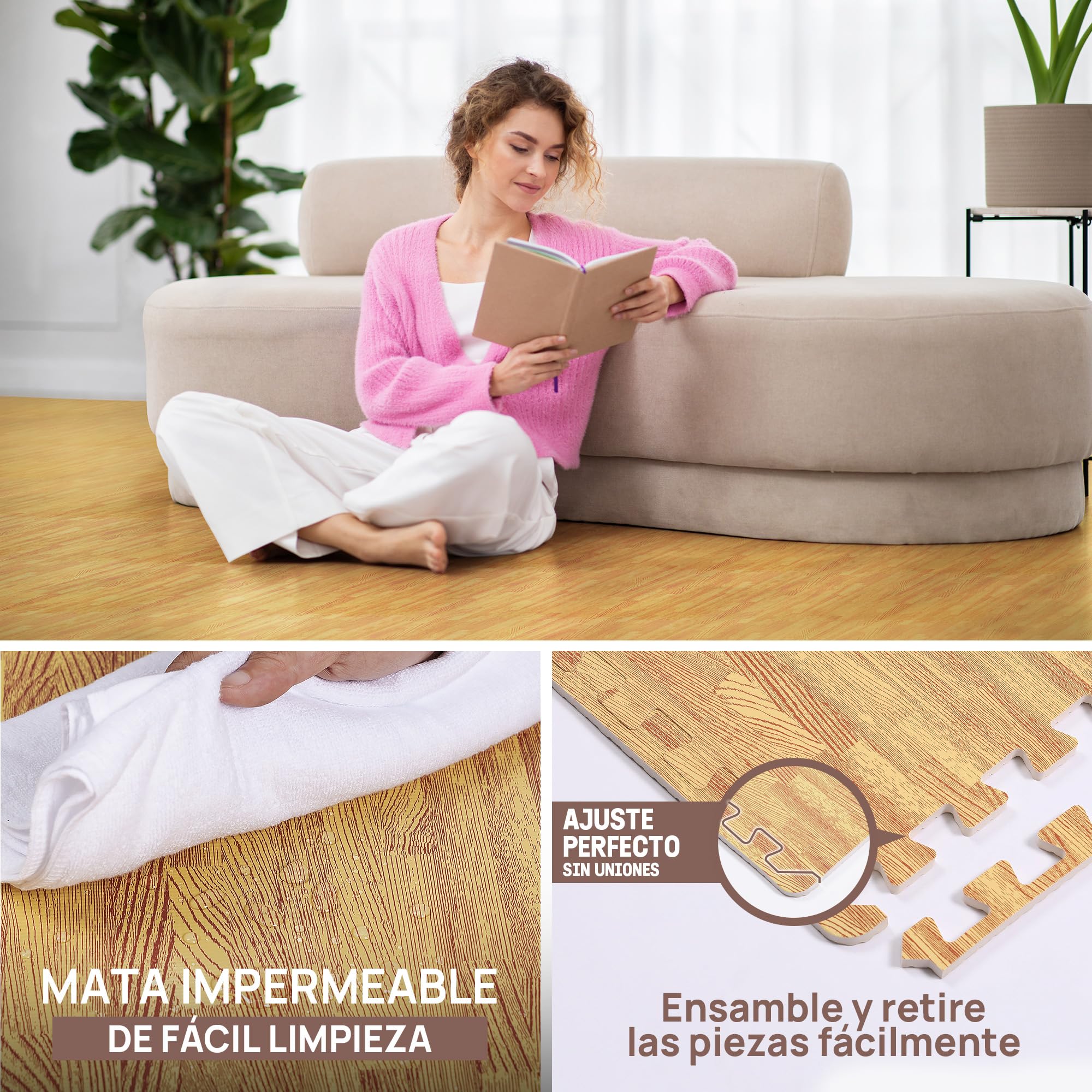 Yes4All 60x60 cm hasta 11,1 m² Juego 6/12/30 Baldosas de espuma EVA, alfombra de espuma, alfombra de gimnasio, alfombra de enclavamiento, suelo de garaje, piscina al aire libre, bañera de hidromasaje
