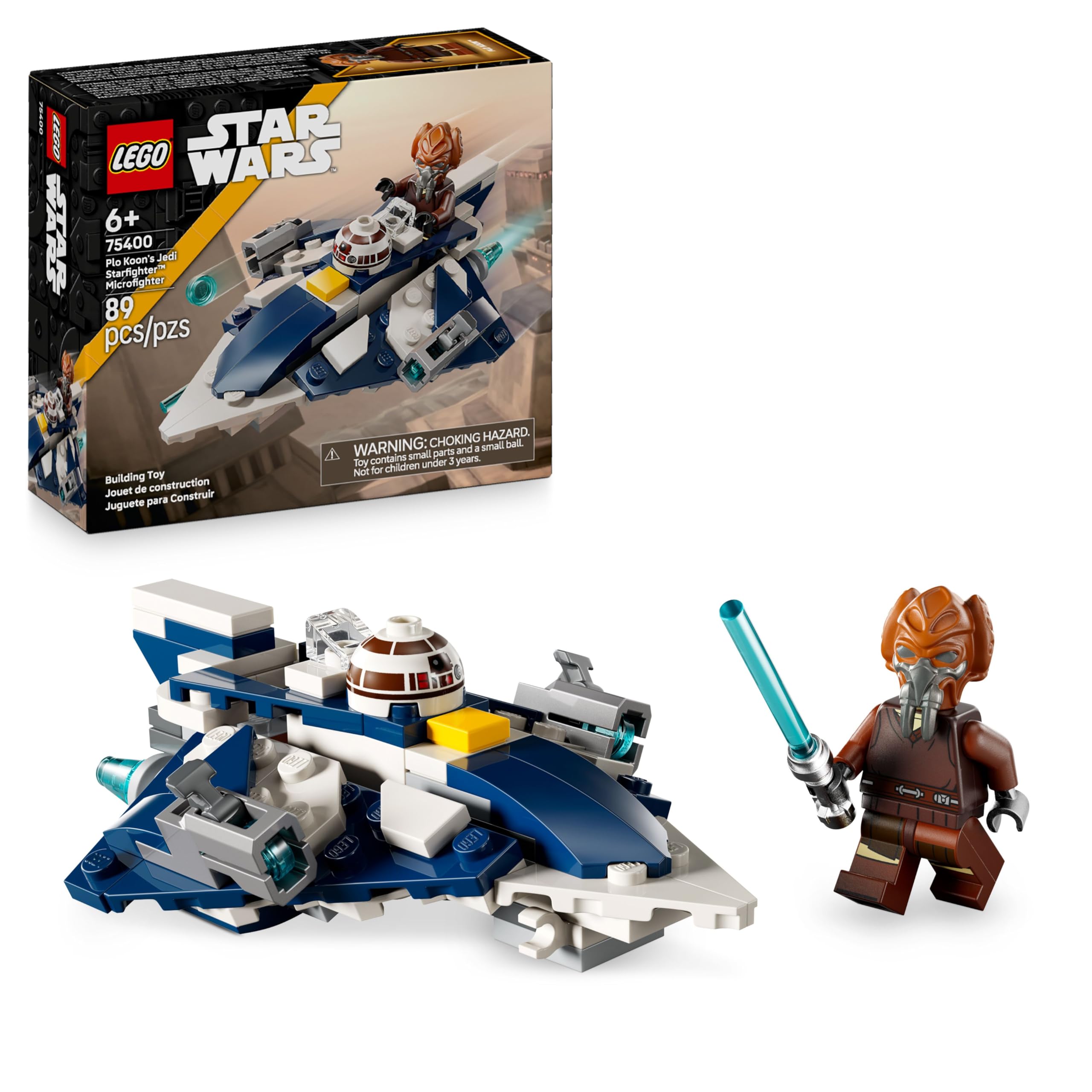 LEGO Star Wars 75400 Plo Koons Jedi Starfighter Microfighter Bauspielzeug mit 2 Shootern - inklusive Mini-Figur mit Lichtschwert - Geschenk für Jungen ab 6 Jahren und Fans von The Clone Wars