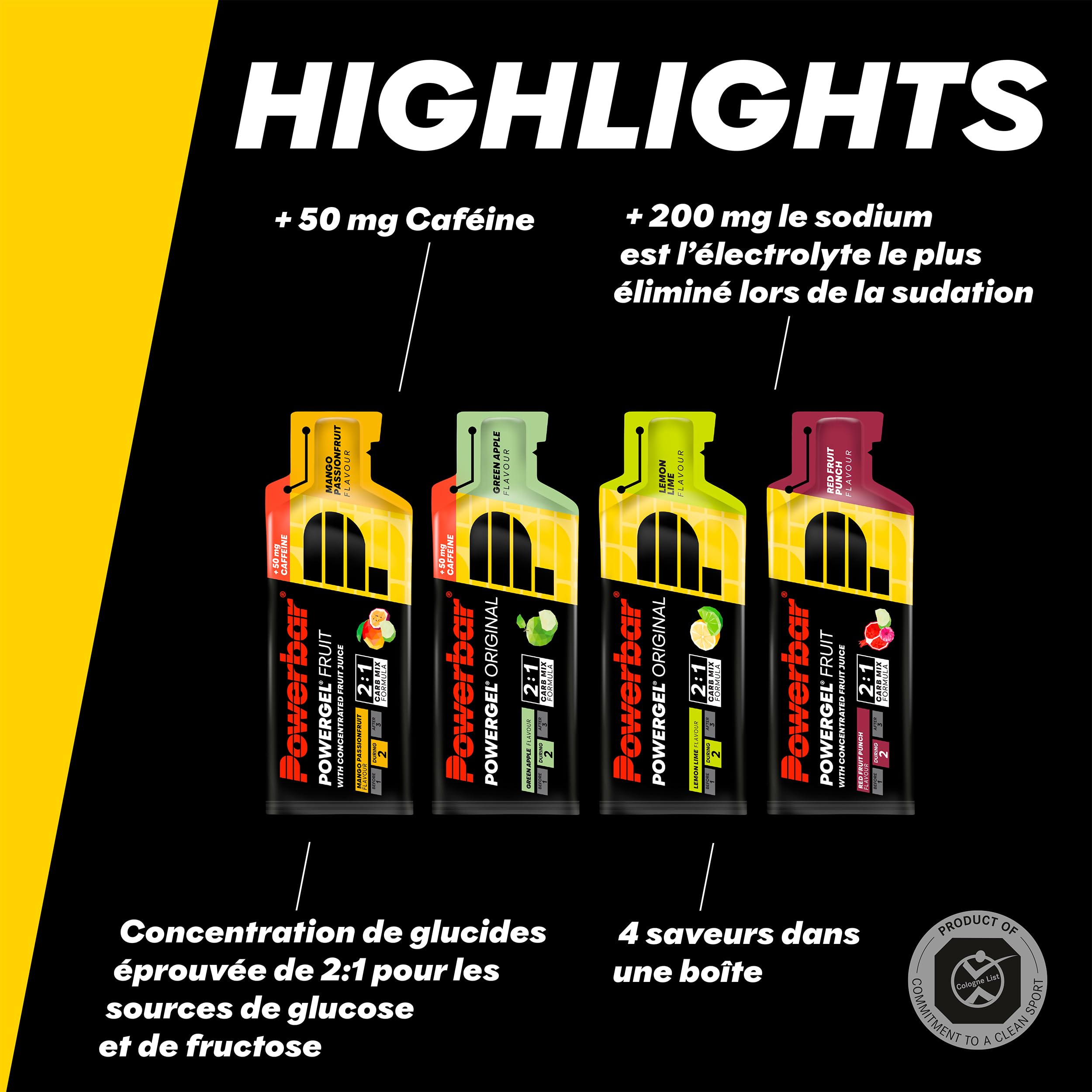 Powerbar - PowerGel Multiflavour Box - 12x41g - Gel énergétique riche en glucides - Sodium