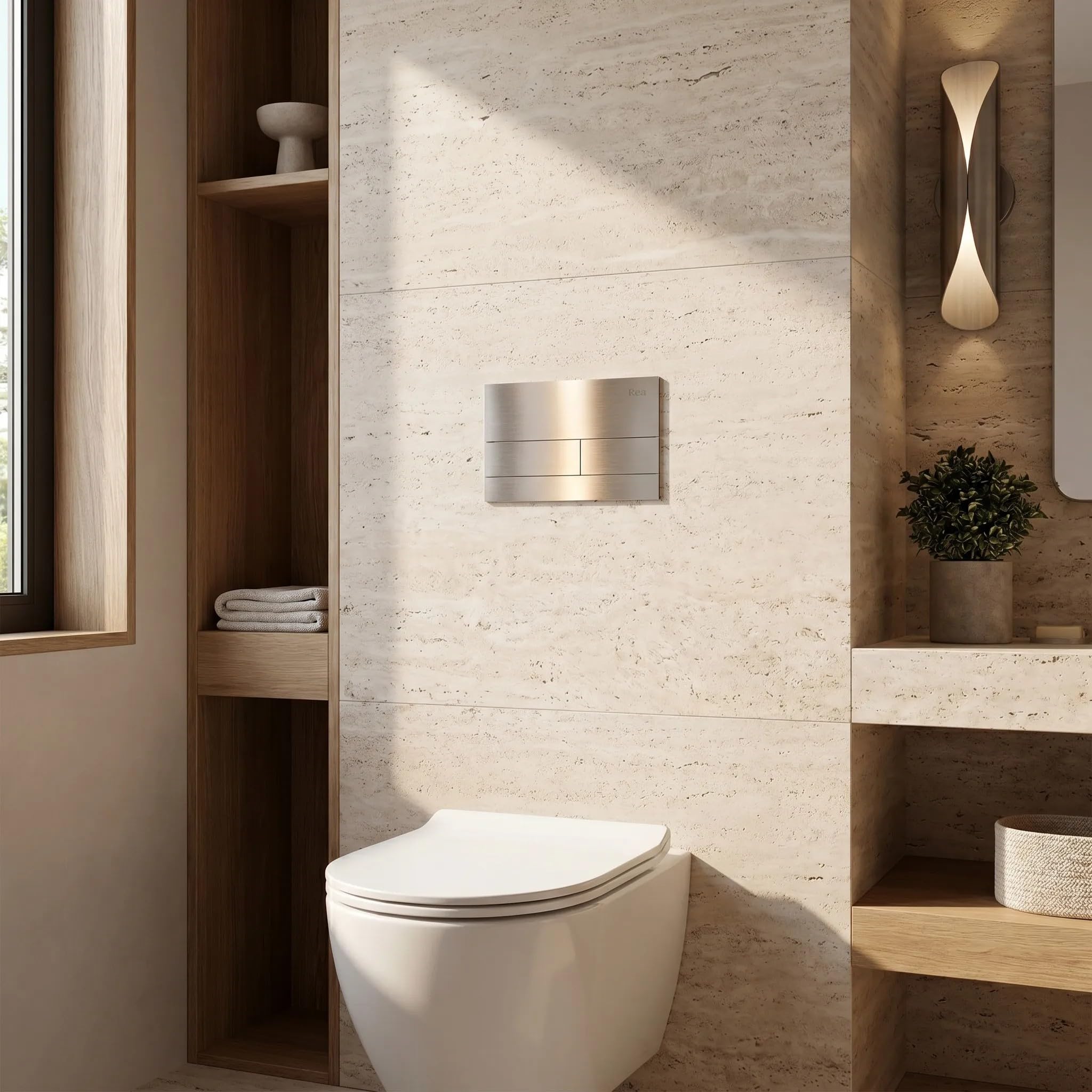 Rea - Stelaż Zestaw Podtynkowy Slim 024n Do Mis Wc Z Przyciskiem T Stal Szczotkowana - 22x35,2x106,2 cm