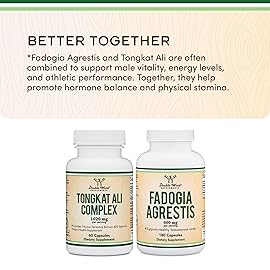 Tongkat Ali Extract 200 to 1 for Men (Longjack) Eurycoma Longifolia, 1000mg per Serving, 60 Capsules - Men\'s Health Support with 20mg Tribulus Terrestris (Third Party Tested) by Double Wood